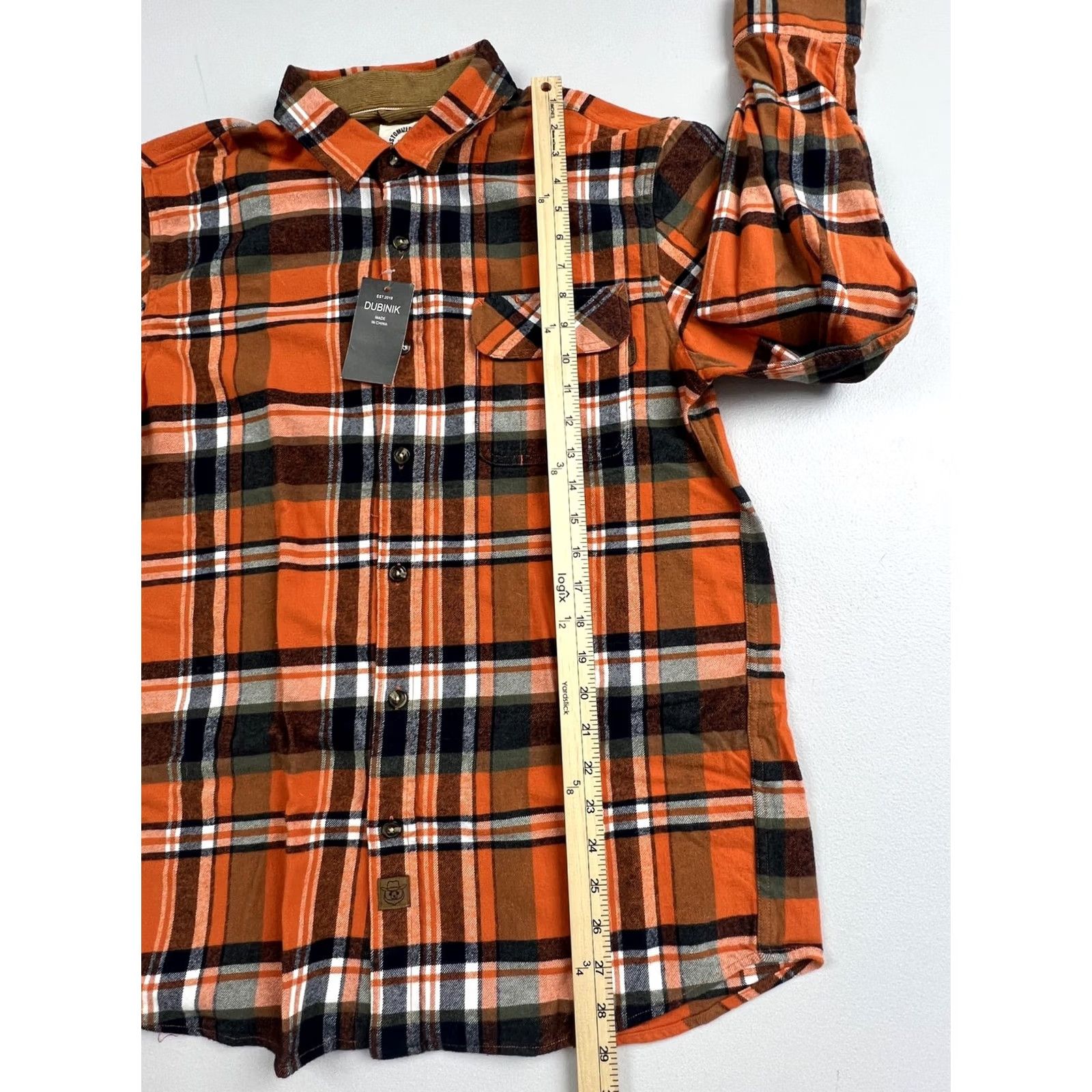 Vintage DUBINIK Shirt Mens M Orange Plaid Flannel Button Front Long Sleeve Casual Size US M / EU 48-50 / 2 - 6 Thumbnail