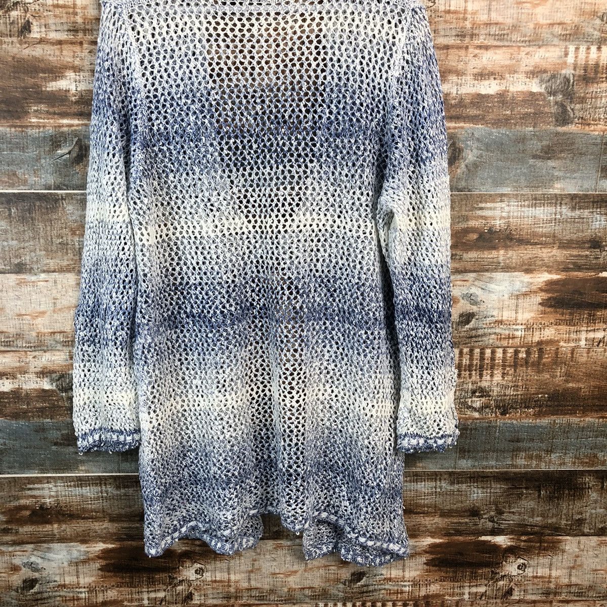 Japanese Brand Cinzia Caldi crochet meshnet Stripe Cardigan Knitwear #A2209 Size US XL / EU 56 / 4 - 16 Thumbnail