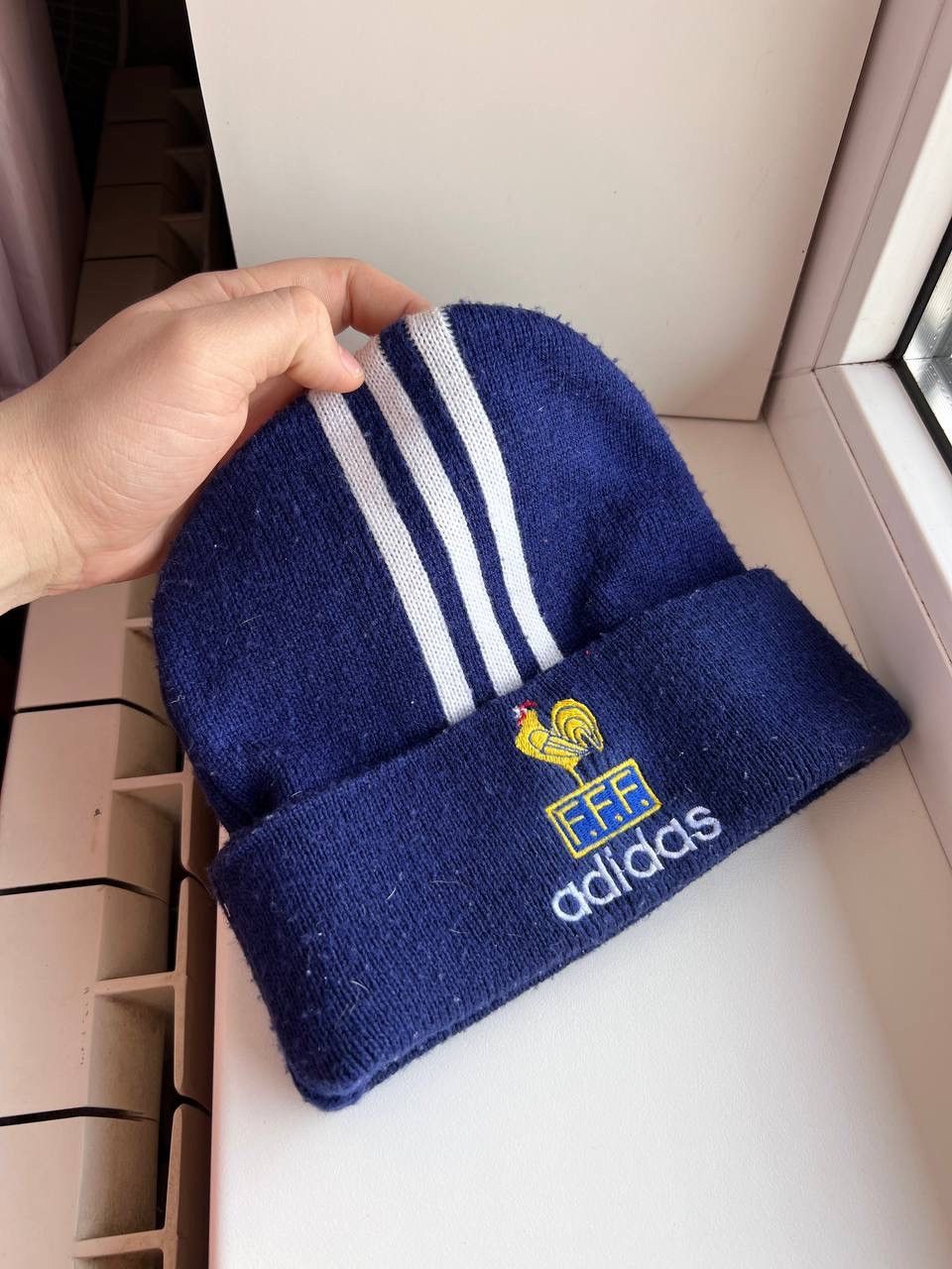 Adidas × Vintage Vintage Adidas FFF France 1998 Beanie Hat Winter Streetwear Size ONE SIZE - 5 Thumbnail