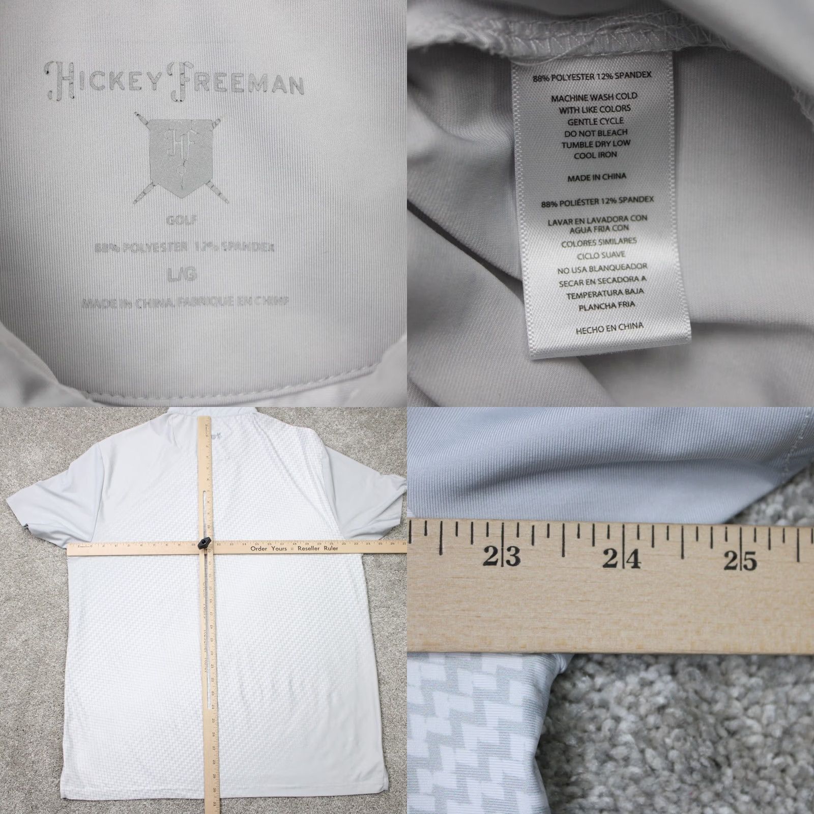 Vintage Hickey Freeman Golf Polo Shirt Mens Large Gray Geometric Stretch Short Sleeve Polo Size US L / EU 52-54 / 3 - 8 Thumbnail