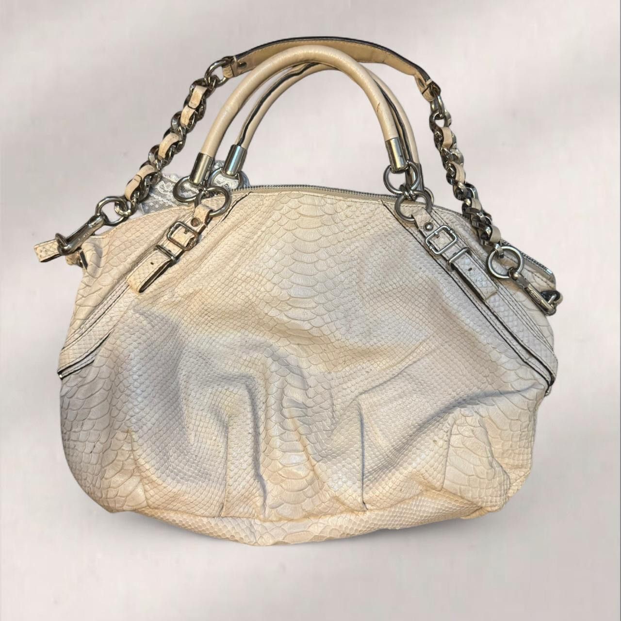 Coach Rare Cream Coach Signature Snakeskin Leather Shoulder Bag Size ONE SIZE - 5 Thumbnail