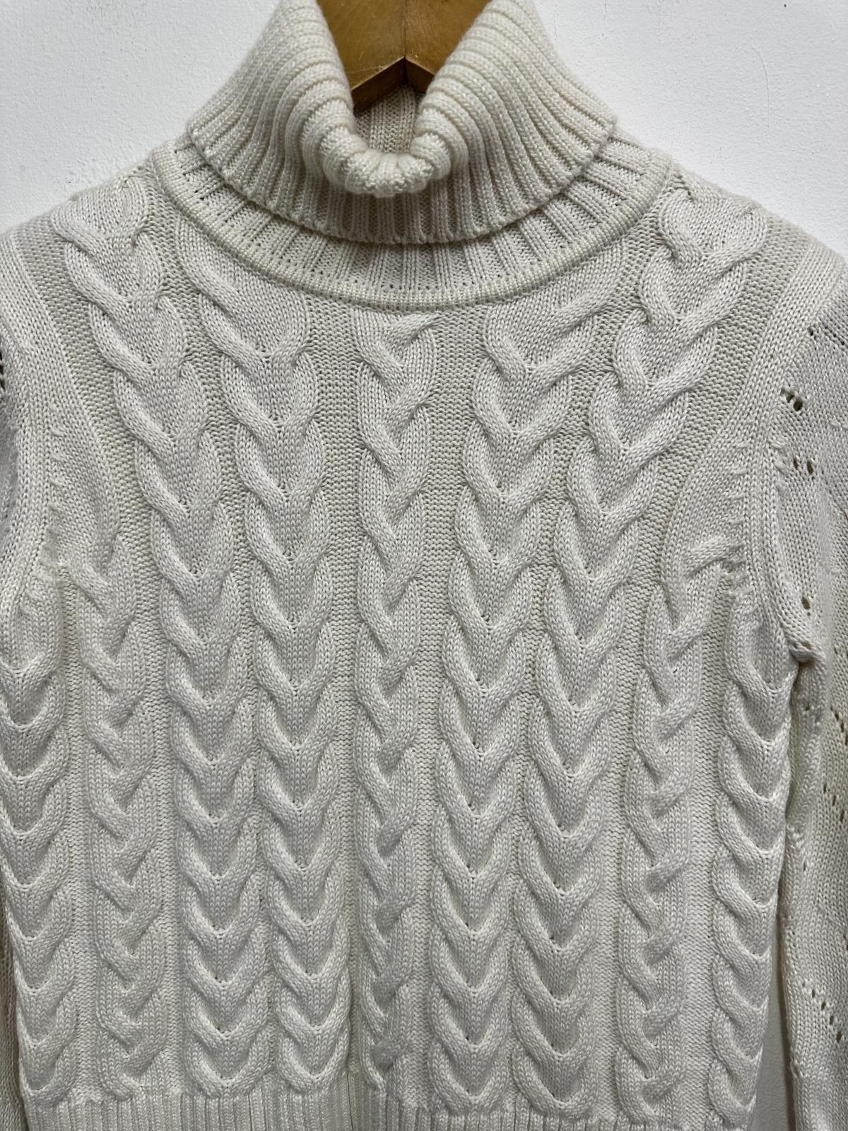 Calvin Klein Calvin Klein White Cable Knit Turtleneck Sweater XS Size XS / US 0-2 / IT 36-38 - 3 Thumbnail