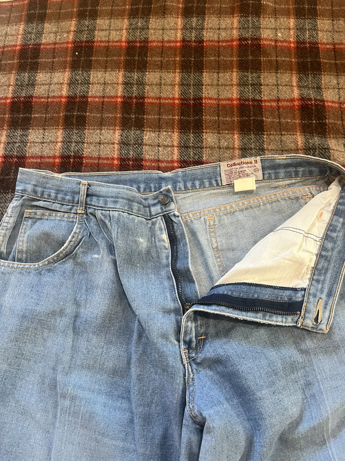 Other Vintage 90s super wide baggy pleated Light washed pants 36 Size US 35 - 5 Thumbnail