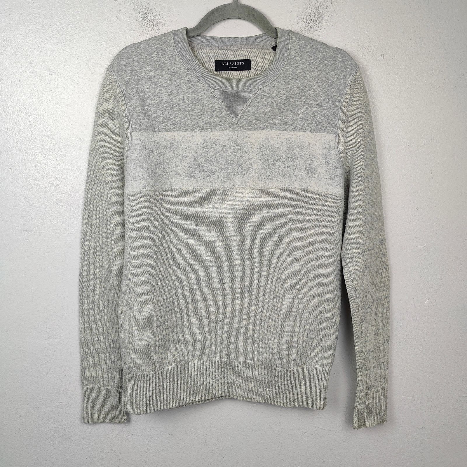 Allsaints AllSaints Bracton Crewneck Sweater Mens XS Light Gray Size US XS / EU 42 / 0 - 1 Thumbnail
