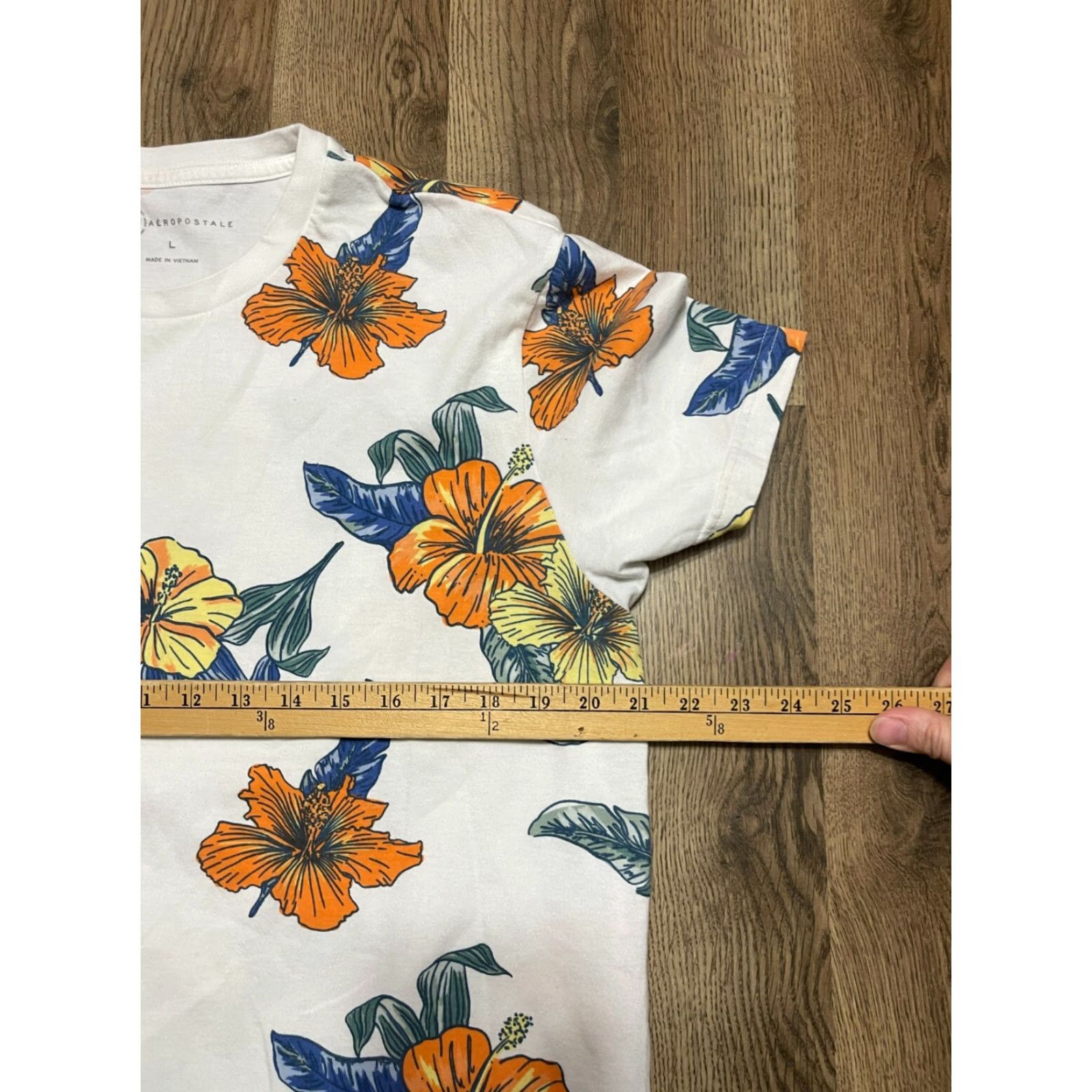 Aeropostale Aeropostale Shirt Women's Large Floral Round Neck Pullover Casual T-Shirt White Green Blue Yellow Orange Size L / US 10 / IT 46 - 7 Thumbnail