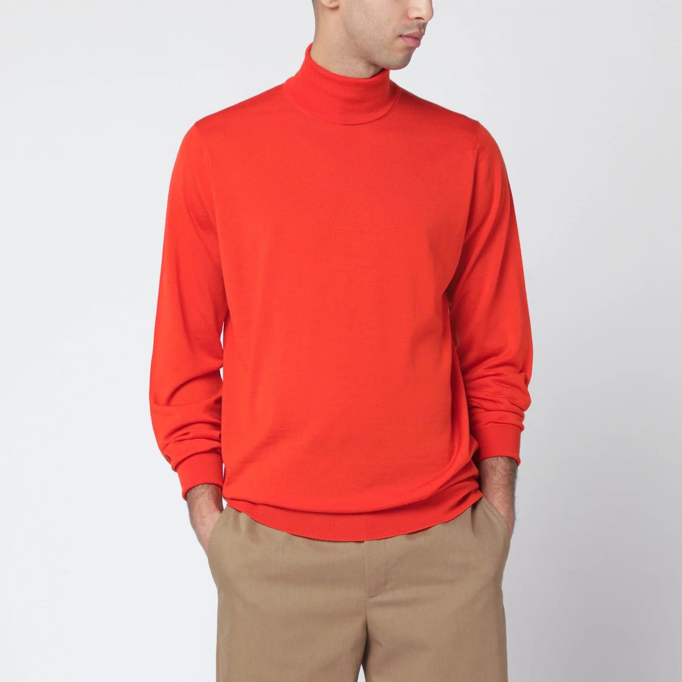 John Smedley o1d2blof0526 Wool Turtleneck Sweater in Orange Size US L / EU 52-54 / 3 - 1 Thumbnail