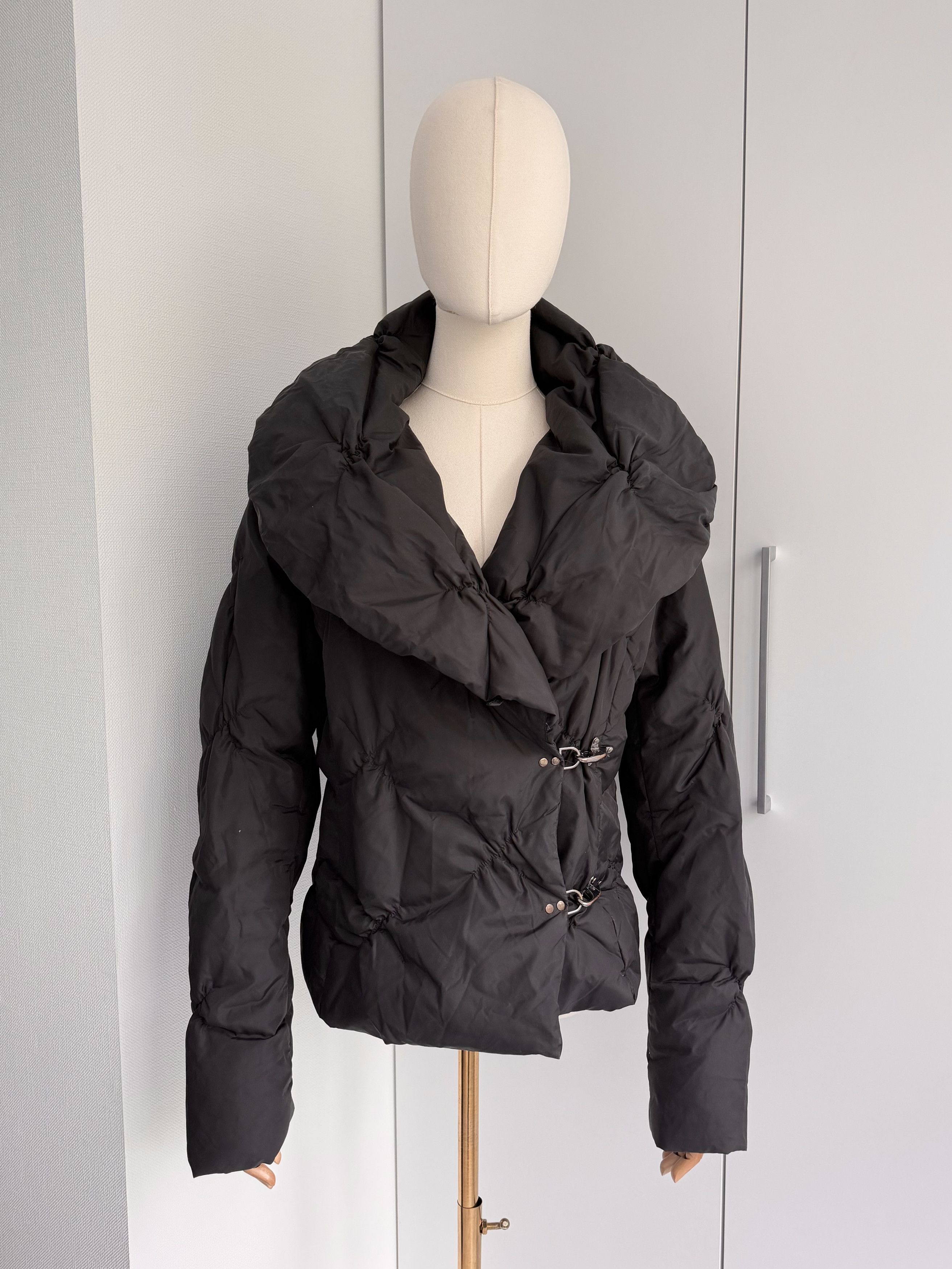 Vintage Black Puffer Jacket Women L Oversized Quilted Y2K Coat Size L / US 10 / IT 46 - 1 Thumbnail