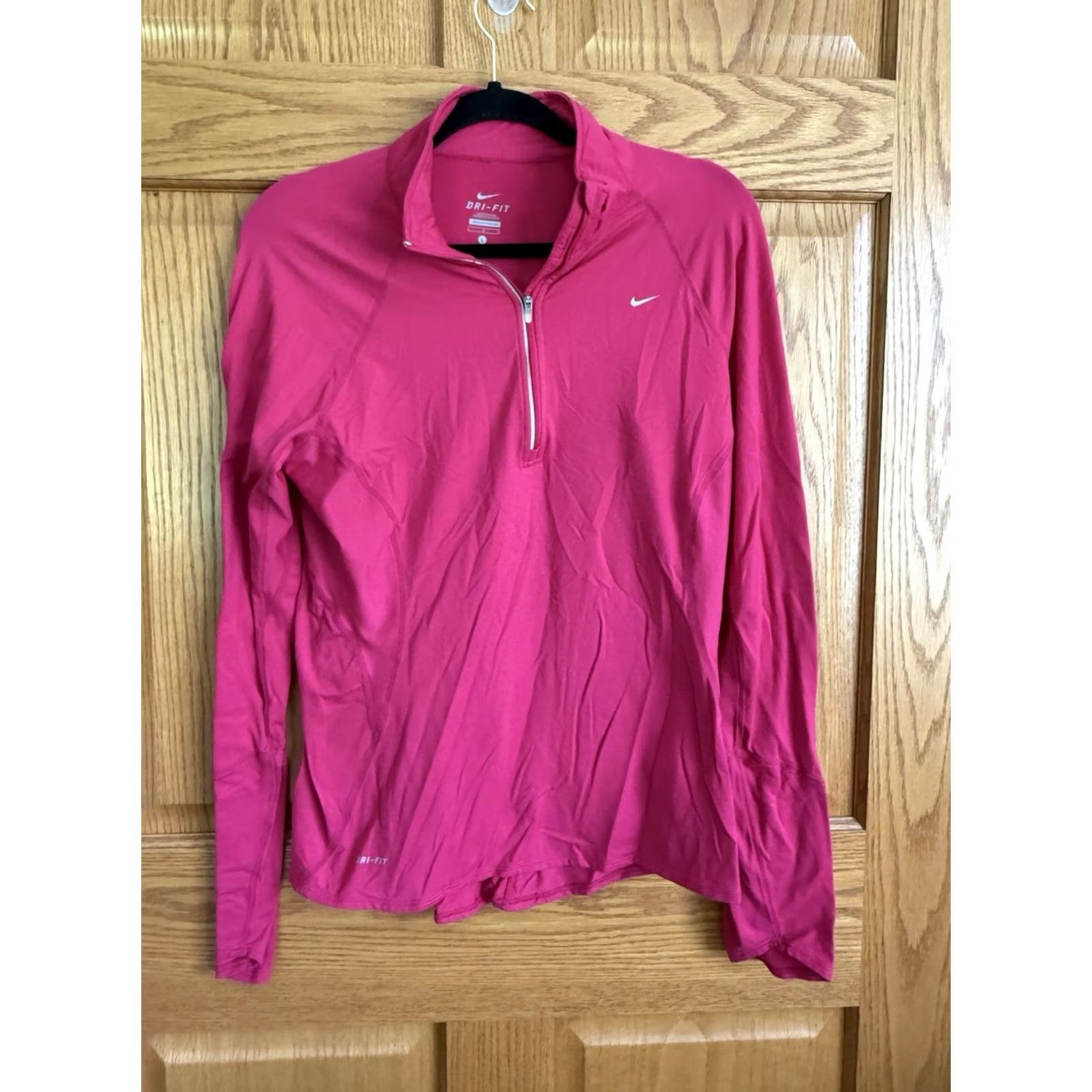 Nike Nike Fit-Dri Womens L 1/4 Zip Pullover Hot Pink Running Yoga Hiking Size L / US 10 / IT 46 - 2 Thumbnail