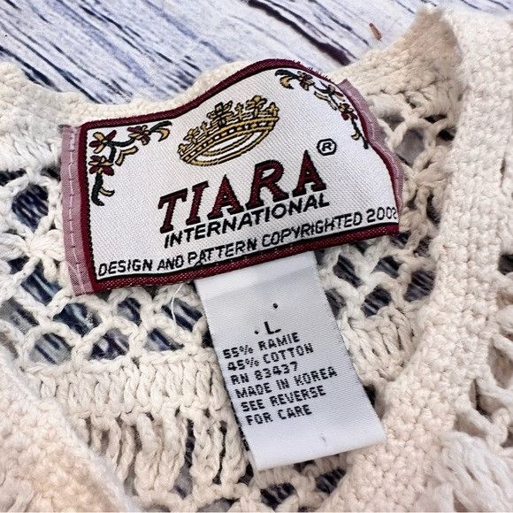 Other Vintage Tiara International Crochet Knit Cardigan Size L / US 10 / IT 46 - 5 Thumbnail