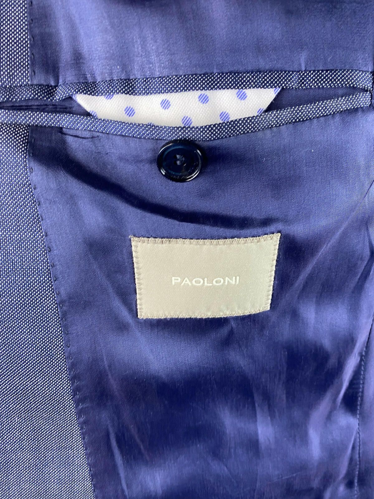 Paoloni Men Paoloni Blue Wool Two Button Sport Coat Balzer Size 50 Size 40R - 9 Thumbnail