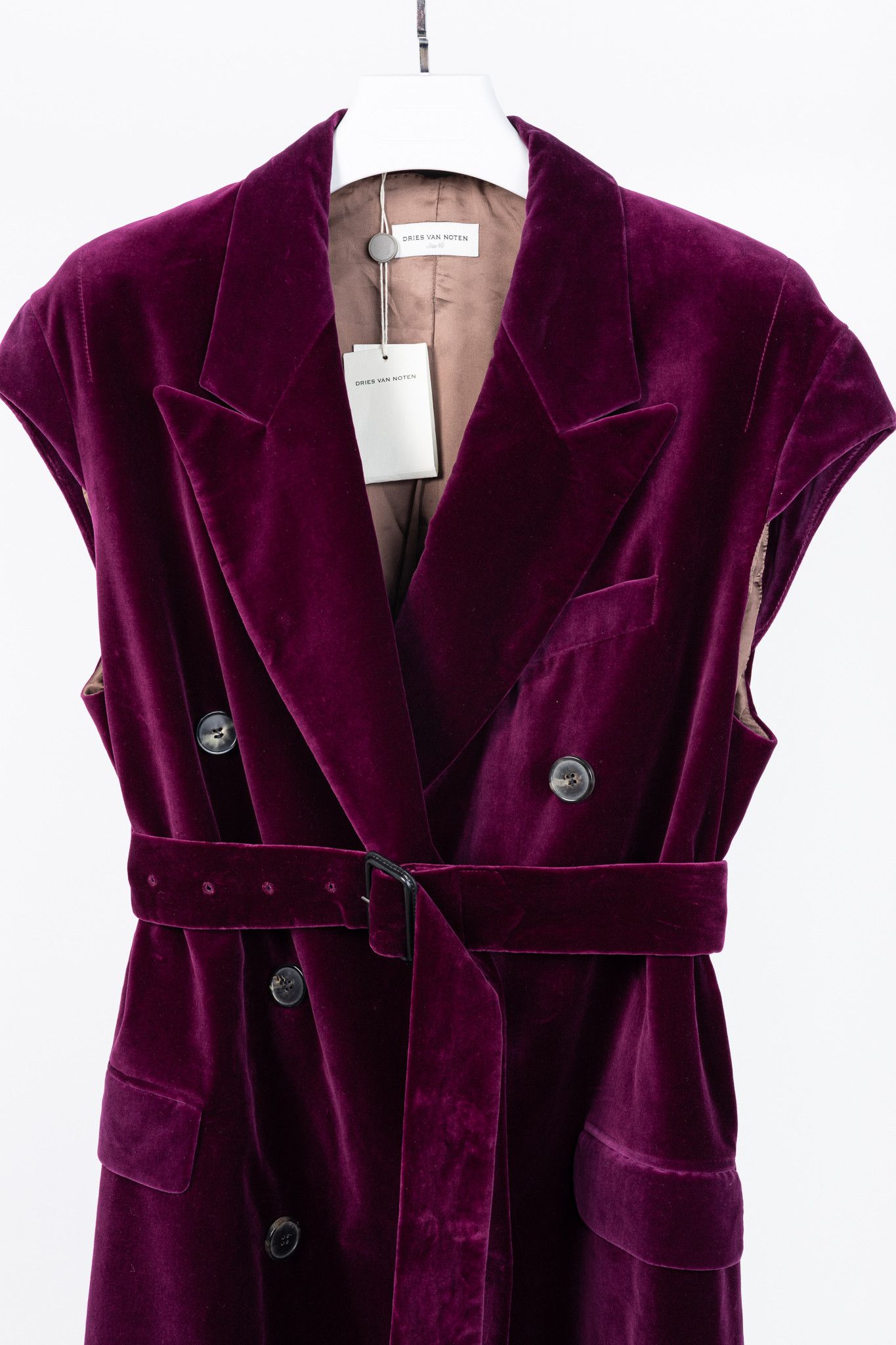 Dries Van Noten Dries Van Noten AW20 Rawn Shortbis Velvet Cap-Sleeve Coat Size M / US 6-8 / IT 42-44 - 3 Thumbnail