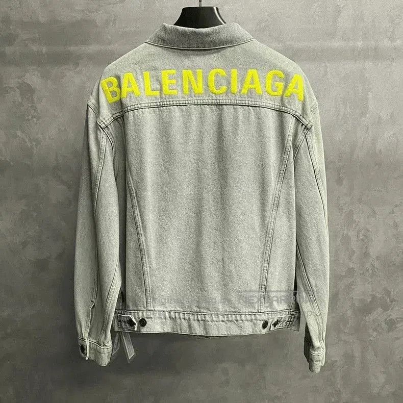 Balenciaga Balenciaga Green Logo Denim Jacket. Size US XS / EU 42 / 0 - 2 Thumbnail