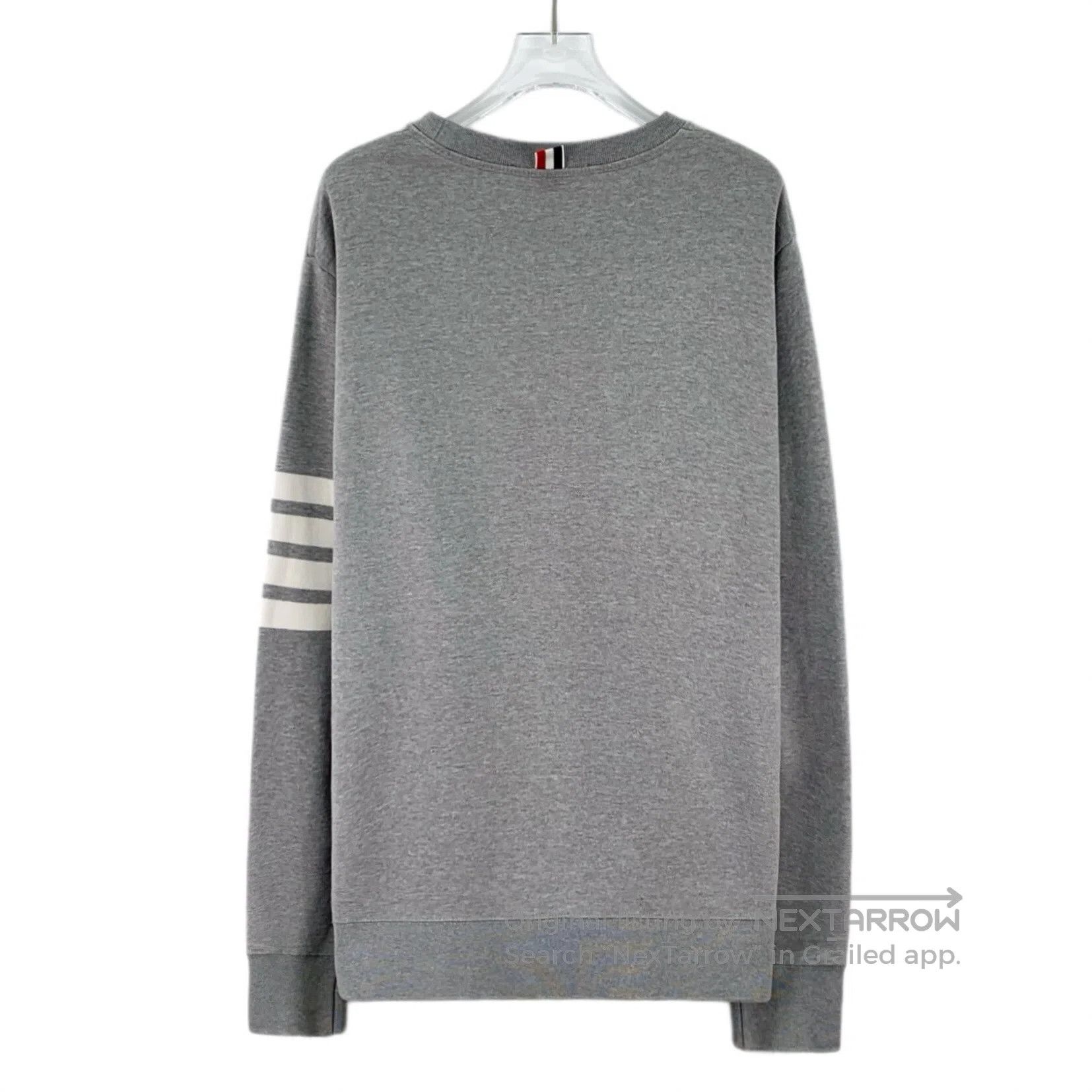 Thom Browne Thom Browne Gray Classic Four-Stripe Cotton Crewneck Long Size US L / EU 52-54 / 3 - 2 Thumbnail