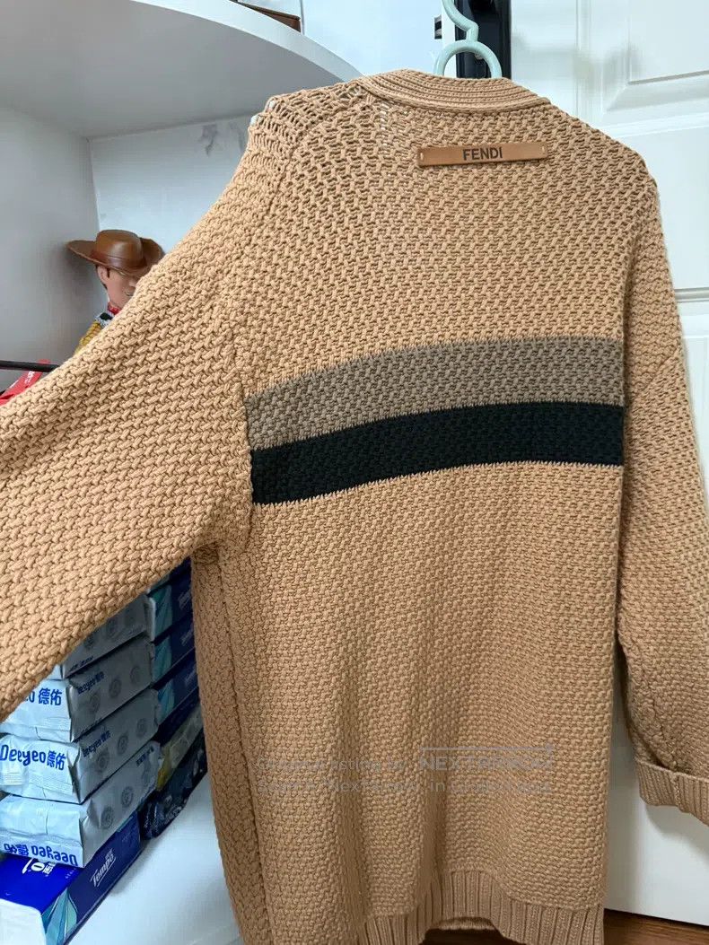 Fendi Fendi Khaki knit cardigan with classic striped design Size S / US 4 / IT 40 - 3 Thumbnail