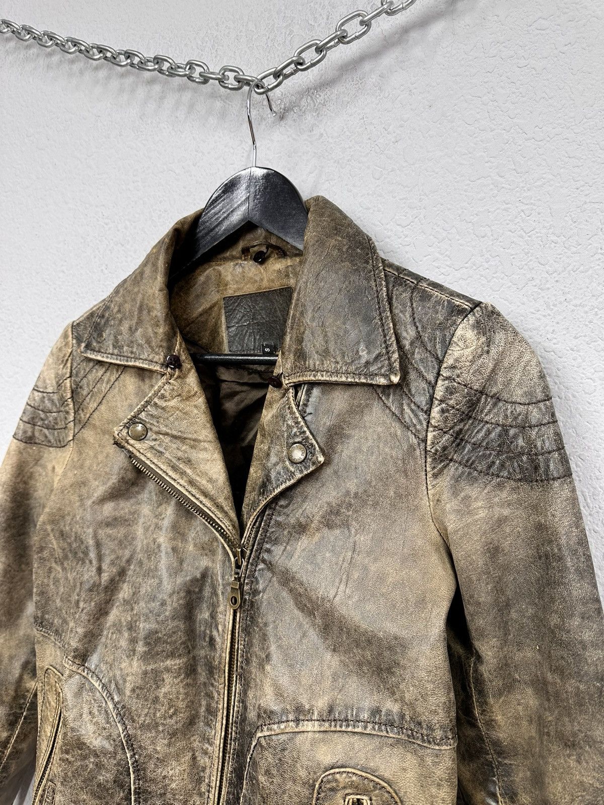 14th Addiction Vintage Leather Jacket Y2K Faded Rick Owens Style Diesel GOA Size S / US 4 / IT 40 - 5 Thumbnail