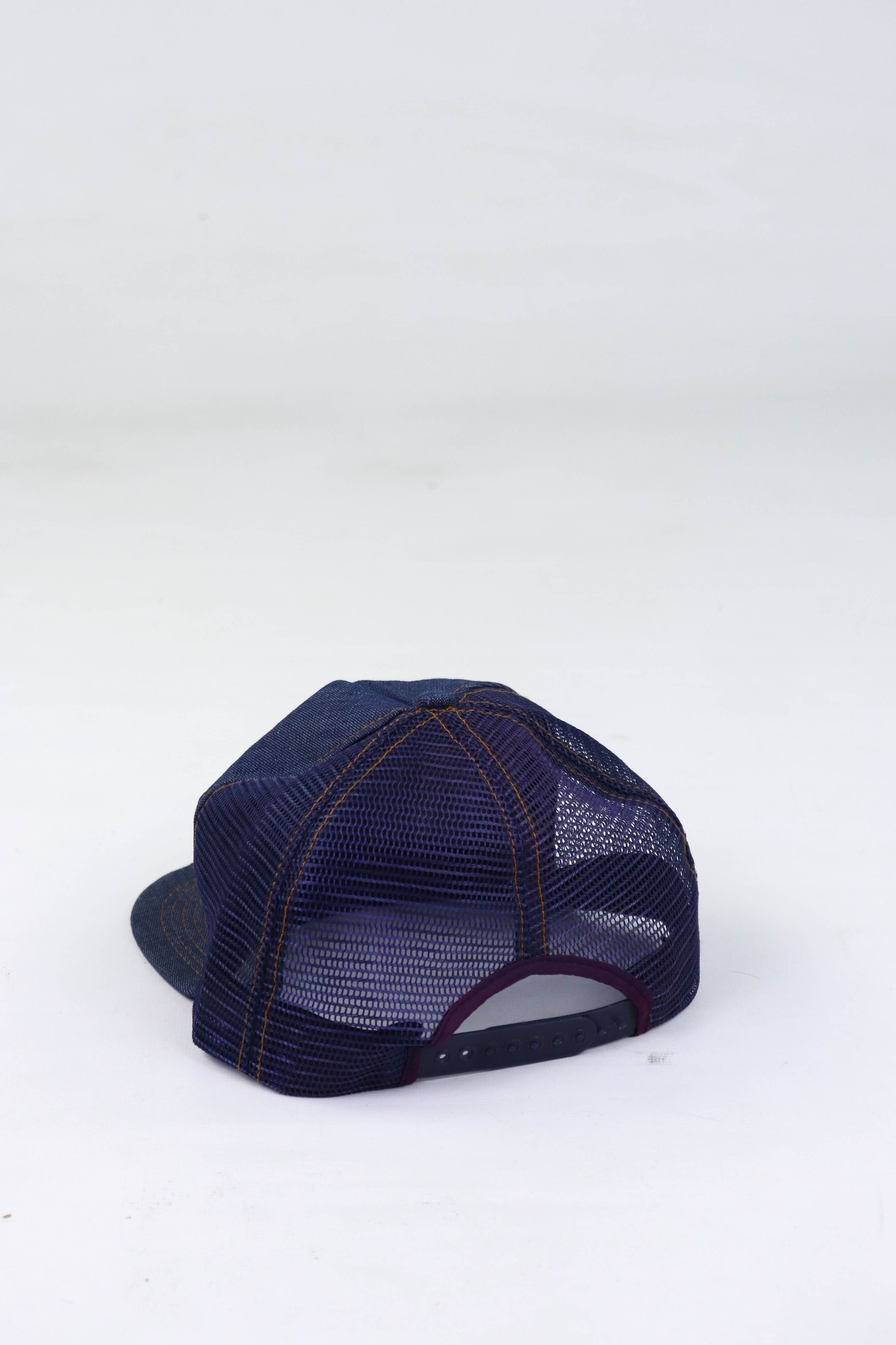 Vintage Asten Fabrics Yin Yang Made in USA Vintage Blue Trucker Cap Size ONE SIZE - 4 Thumbnail