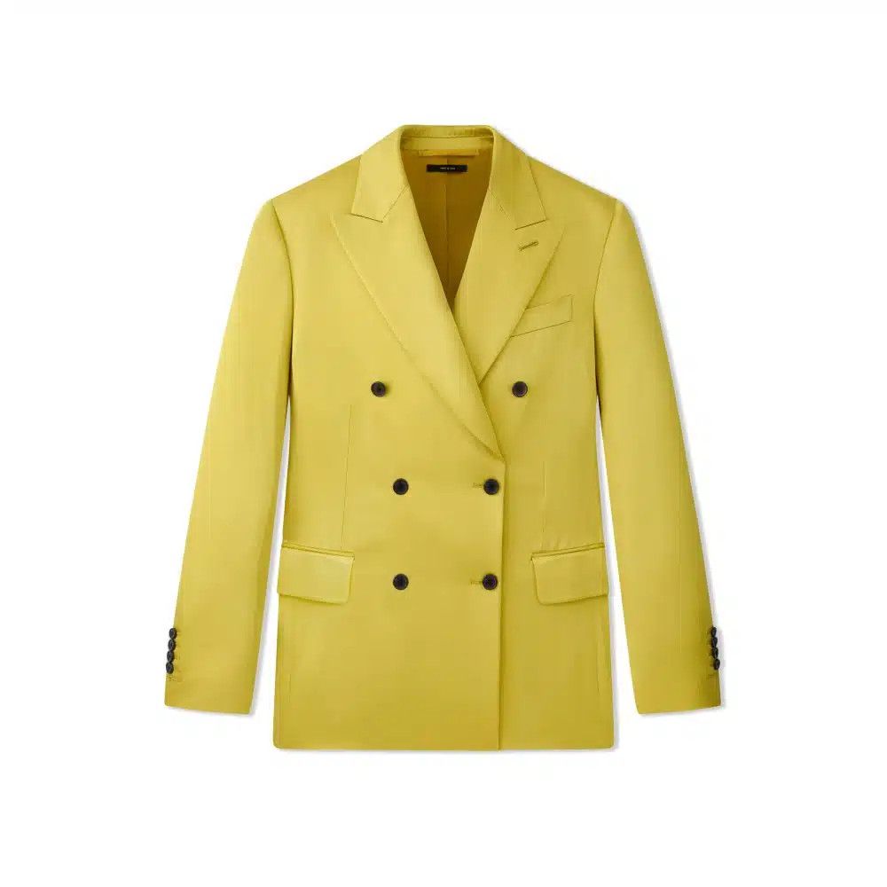 Tom Ford o1loc1c0625 GI2915 Fluid Satin Boyfriend Jacket in Yellow Size XS / US 0-2 / IT 36-38 - 1 Thumbnail