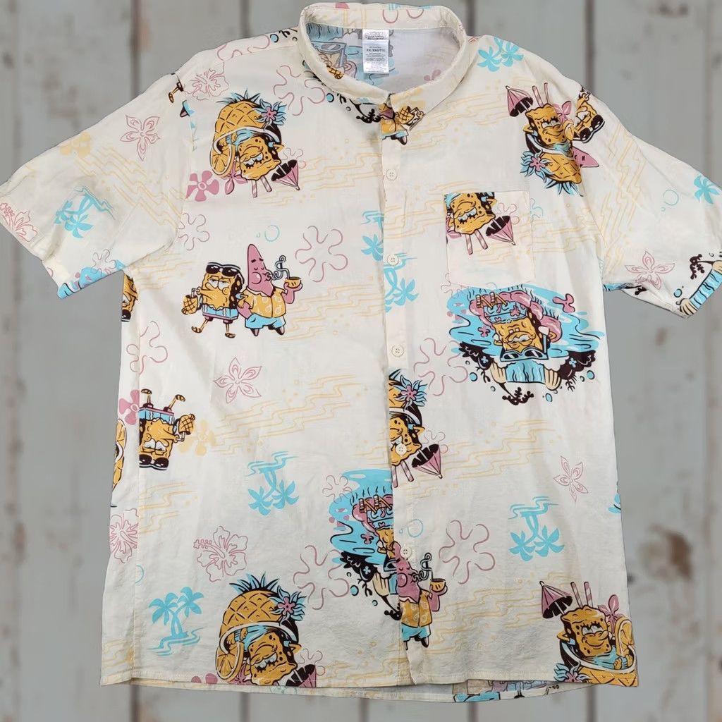 Nickelodeon Nickelodeon SpongeBob SquarePants Patrick Mens XXL Cream Hawaiian Aloha Shirt Size US XXL / EU 58 / 5 - 1 Thumbnail