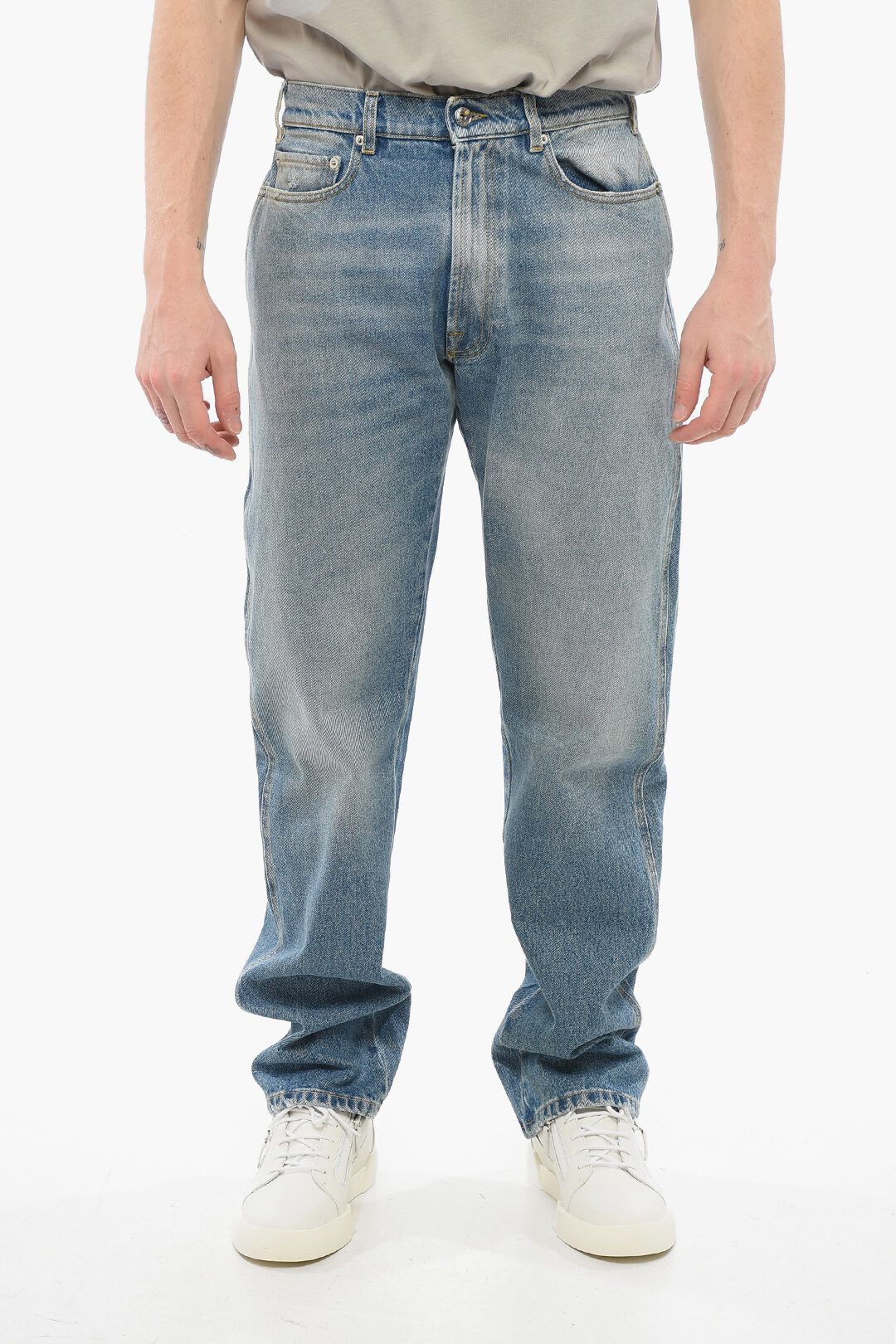 1989 STUDIO og1mm0725 Straight Leg Moto Jeans in Blue/Beige Size US 33 - 1 Thumbnail