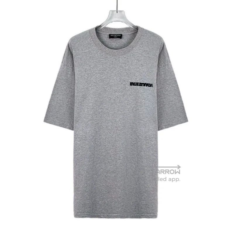 Balenciaga Balenciaga Grey Logo Letter Embroidered Cotton Round Neck Size US L / EU 52-54 / 3 - 1 Thumbnail