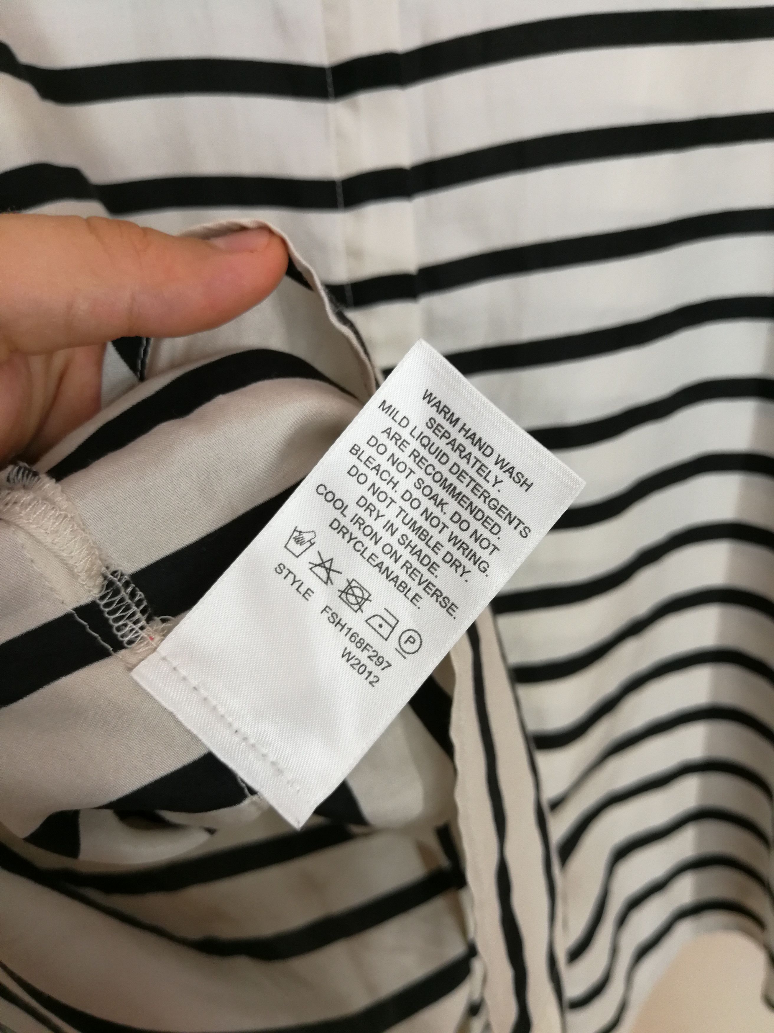 Designer × SikSilk Trenery Shirt Blouse Silk & Cotton White & Black Striped Size L / US 10 / IT 46 - 14 Thumbnail