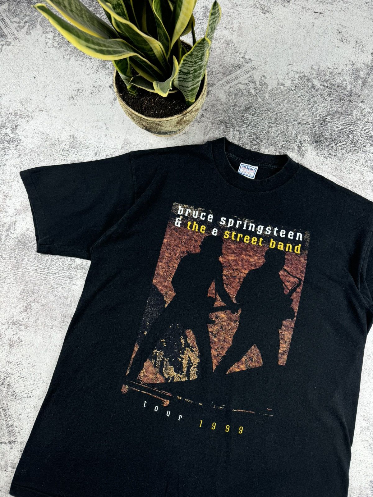 Band Tees 90S Bruce Springsteen 1999 Black Merch Faded Rock T Shirt Tee Size US XL / EU 56 / 4 - 6 Thumbnail