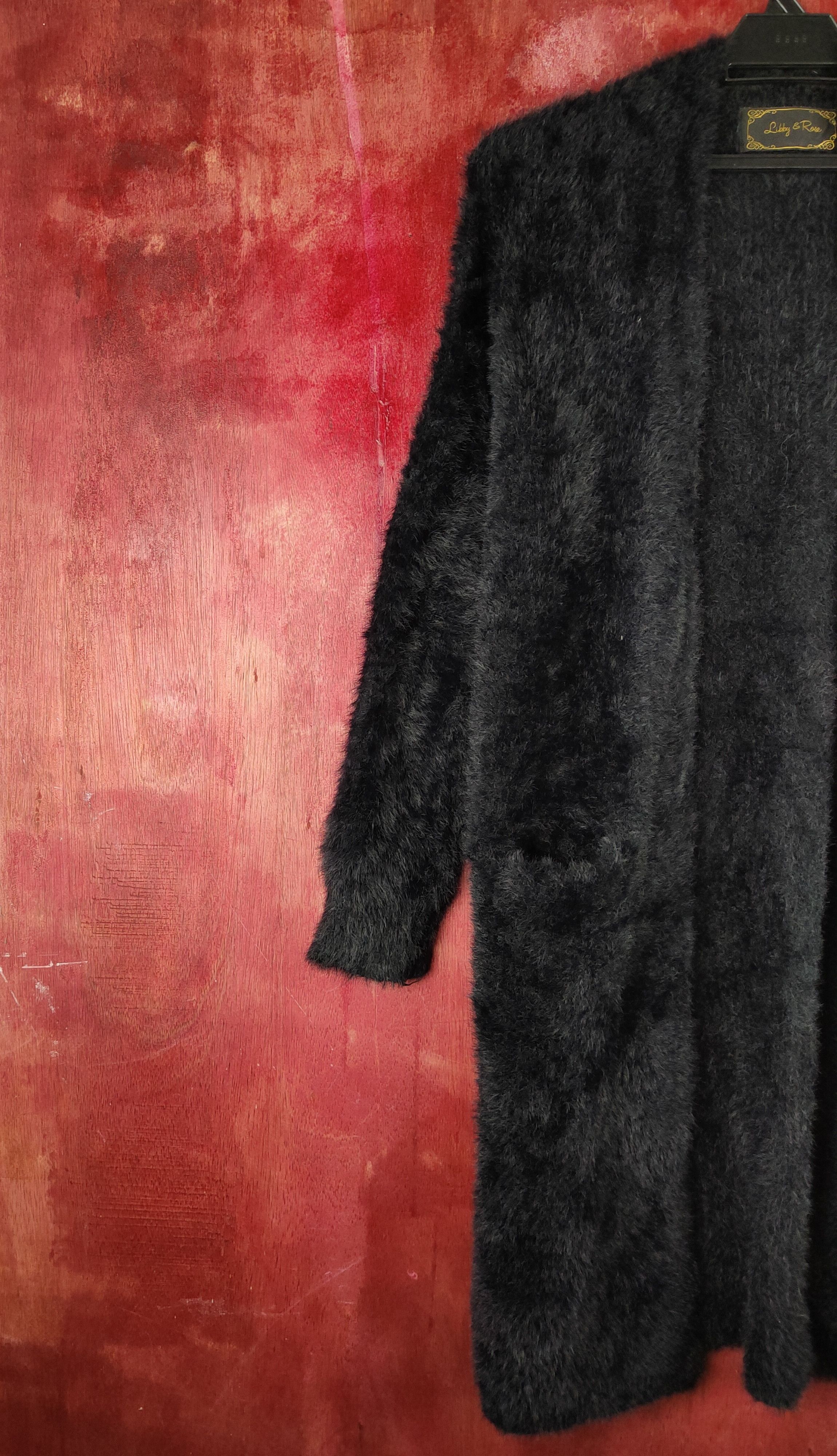 Homespun Knitwear Libby&Rose Black Fur Mohair Knitwear Cardigan #S1980 Size M / US 6-8 / IT 42-44 - 3 Thumbnail