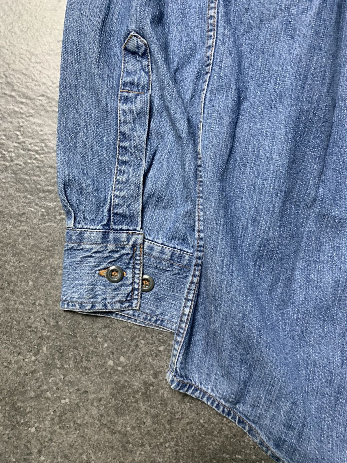 Giorgio Armani 1990s Armani Jeans Collarless Blue Jeans Shirt Size US L / EU 52-54 / 3 - 8 Thumbnail