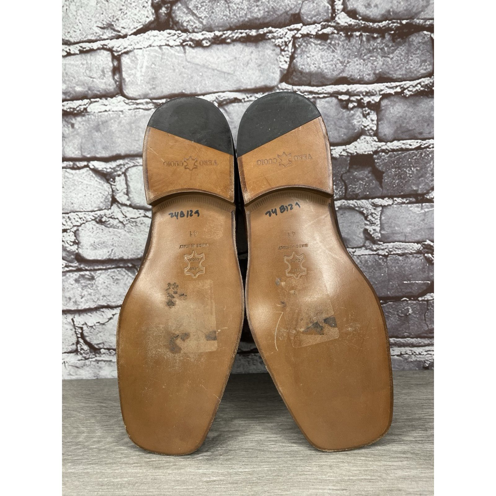 Other Marco Delli Brown Leather Shimmer Square Toe Loafers Dress S Size US 8 / EU 41 - 20 Thumbnail