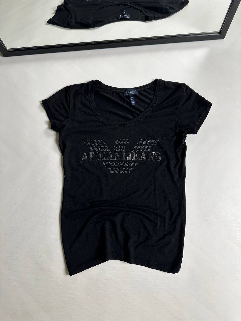 Armani Vintage Armani Womens Big Logo Gothic T shirt Size S / US 4 / IT 40 - 1 Thumbnail