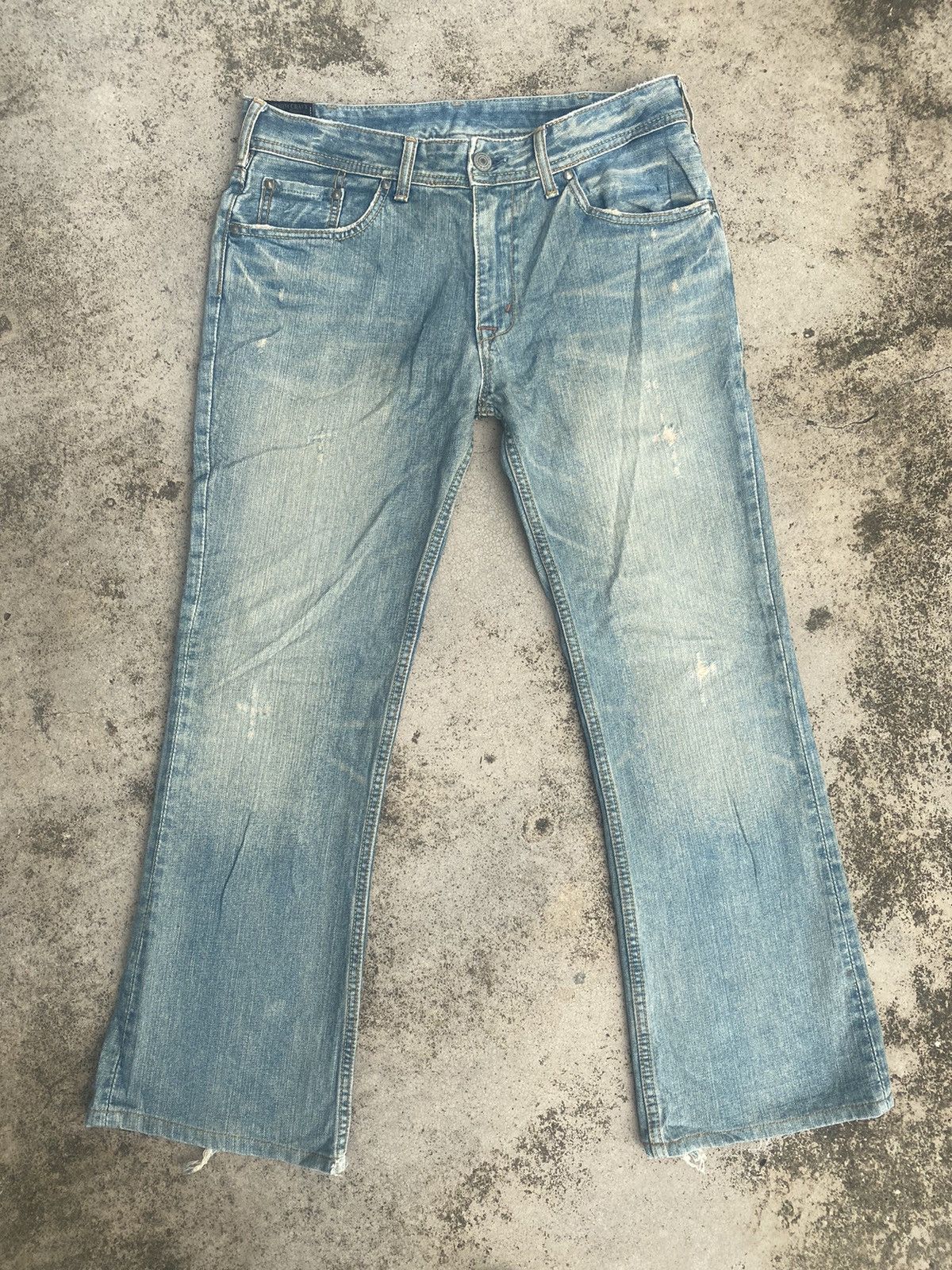 Japanese Brand Flare Jeans Denim Craft Faded Distressed Bootcut Size US 32 / EU 48 - 3 Thumbnail