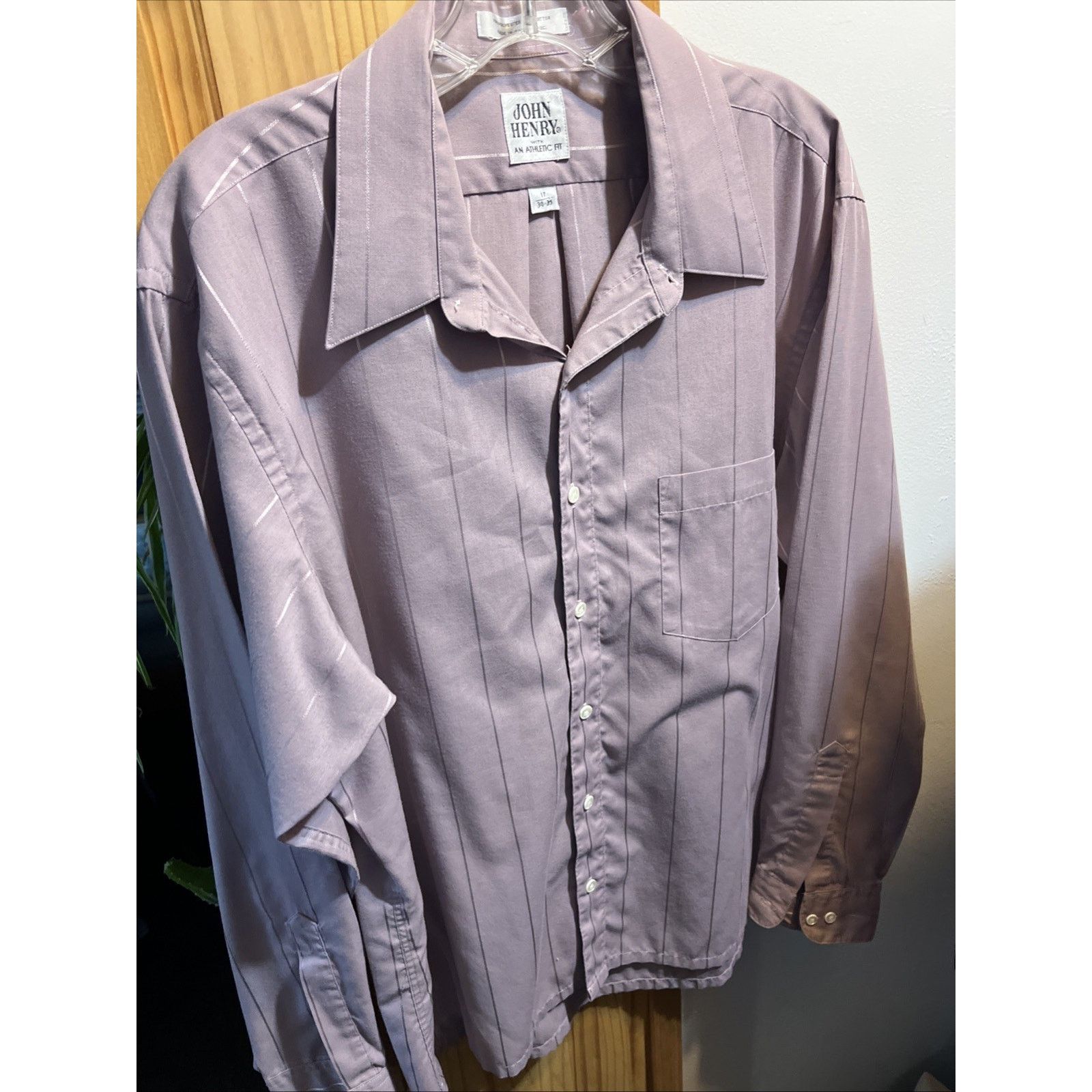 John Henry John Henry Vintage Button Shirt Men's 17 34-35 Purple Stripe Size US XL / EU 56 / 4 - 10 Thumbnail