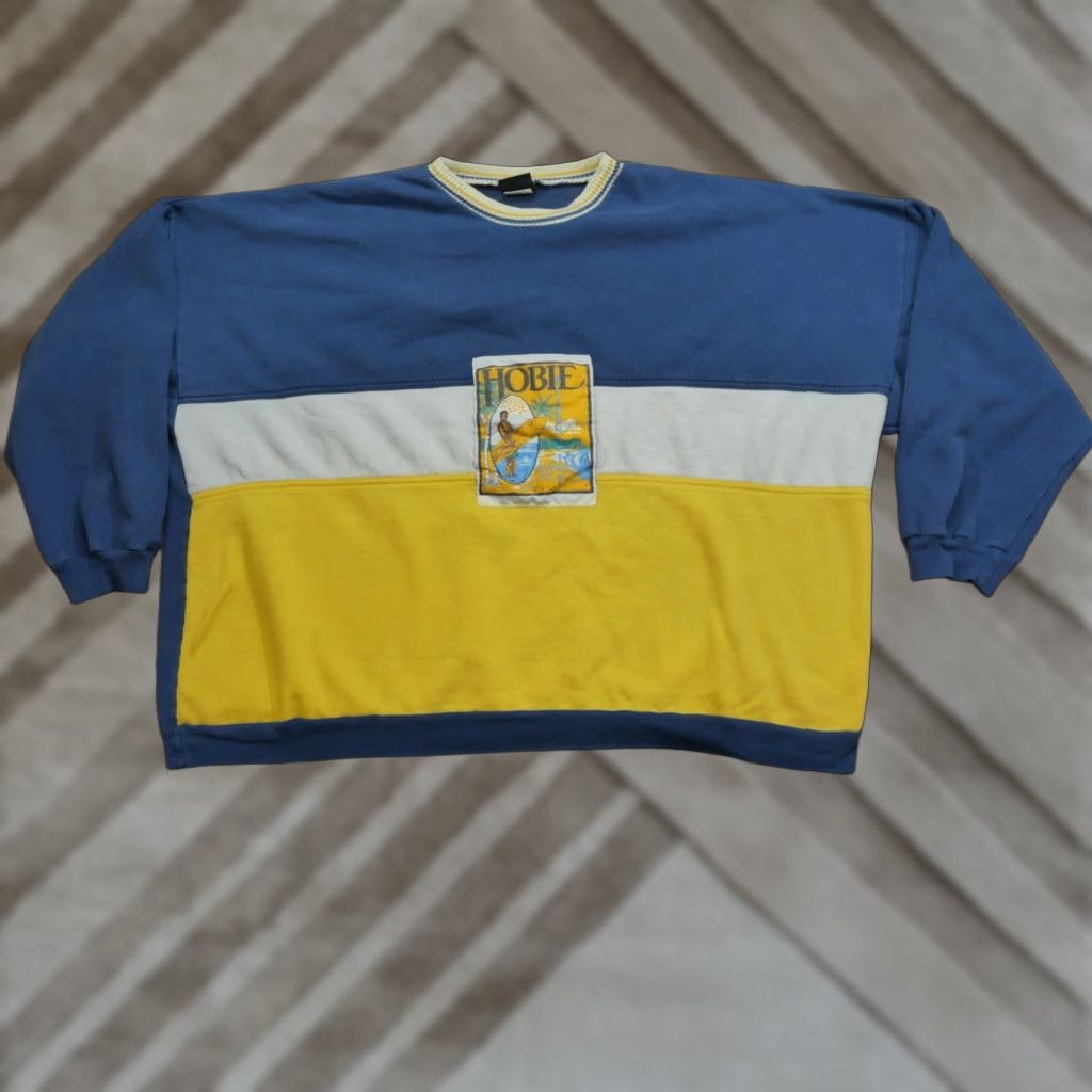 Vintage VINTAGE Hobie Sweatshirt Mens 3XL Blue Striped Surf Patch 80s 90s Surfing Logo Pullover Crew Neck Sweatshirt Size US XXL / EU 58 / 5 - 1 Thumbnail