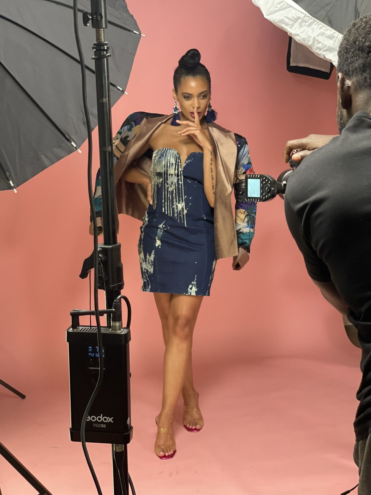 Other Custom distressed denim rhinestone body con dress Size S / US 4 / IT 40 - 2 Thumbnail