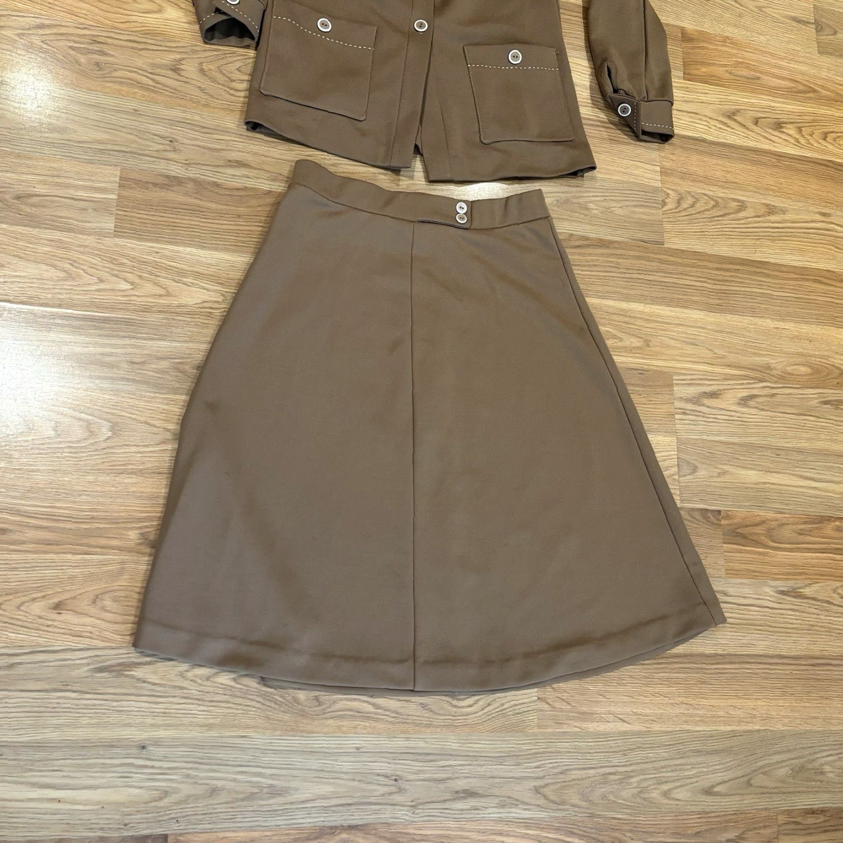 Vintage VINTAGE Union Made Brown Jacket Skirt Set Two Piece Workwear Office Size 12 Size 34" / US 12 / IT 48 - 7 Thumbnail