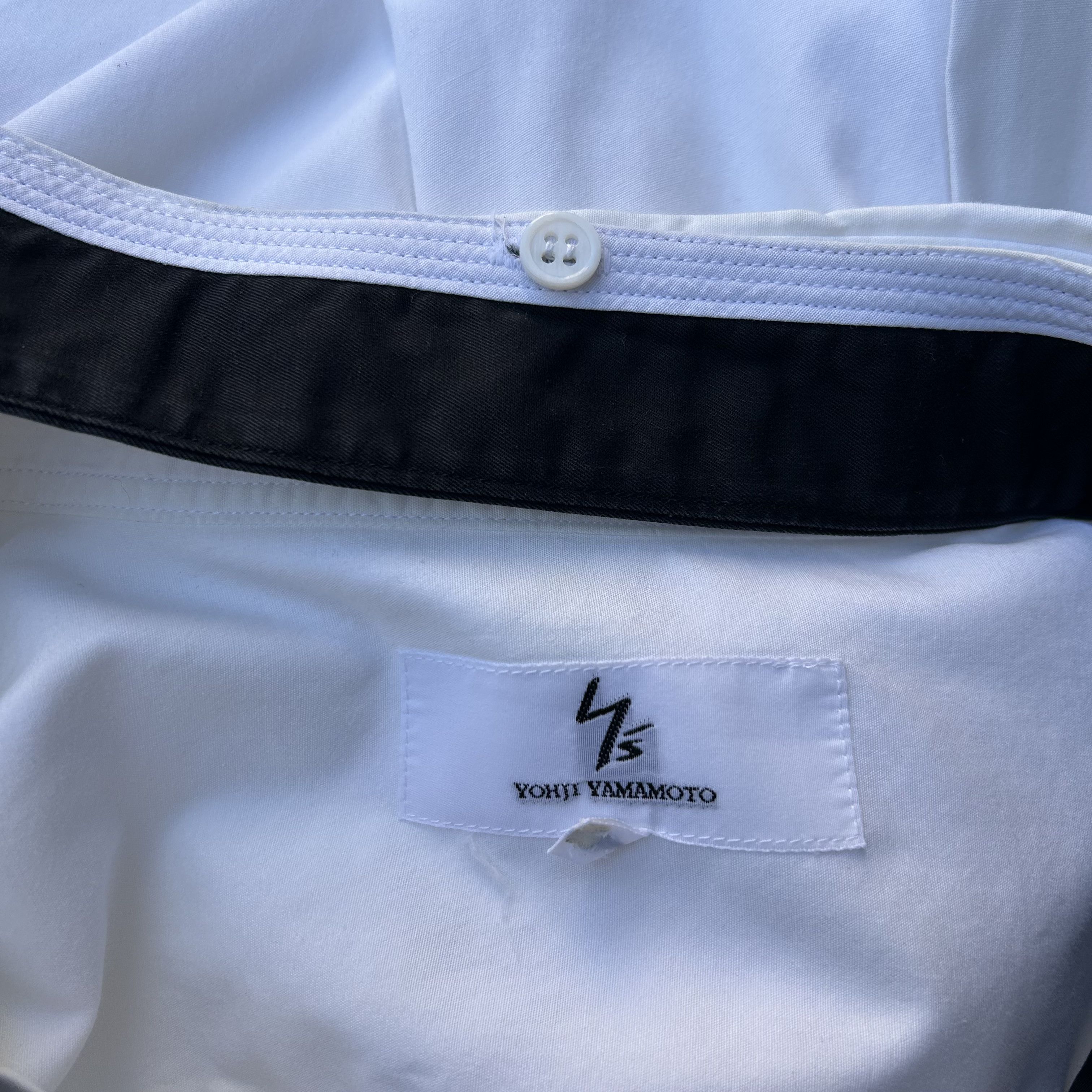 Yohji Yamamoto Yohji Yamamoto Y's White Button-Up Shirt with Layered Collar Size US L / EU 52-54 / 3 - 8 Thumbnail