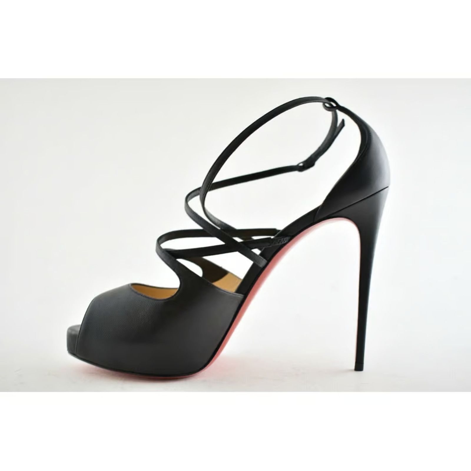 Christian Louboutin Holly Alta 120 Black Criss Cross Strap Sandal Heel Pump 42 Size US 12 / IT 42 - 8 Thumbnail