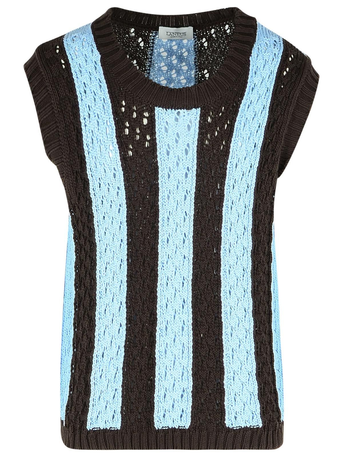 Laneus LANEUS Light Blue Cotton Vest Size US S / EU 44-46 / 1 - 1 Thumbnail