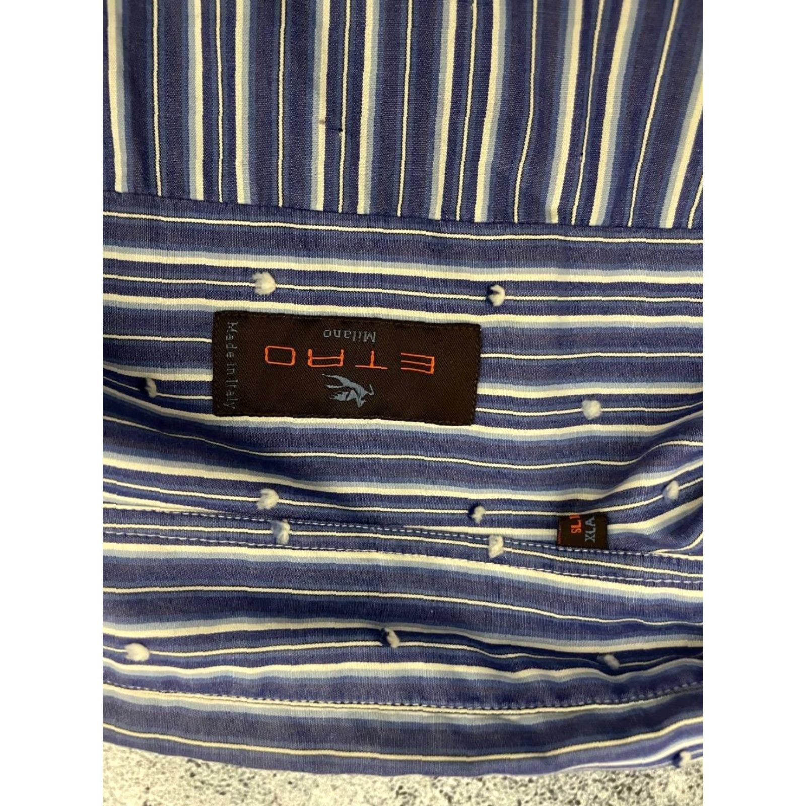 Etro ETRO Milano Mens Button-Up Shirt XL Blue Pinstripe Paisley Print Long Sleeve Size US XL / EU 56 / 4 - 3 Thumbnail