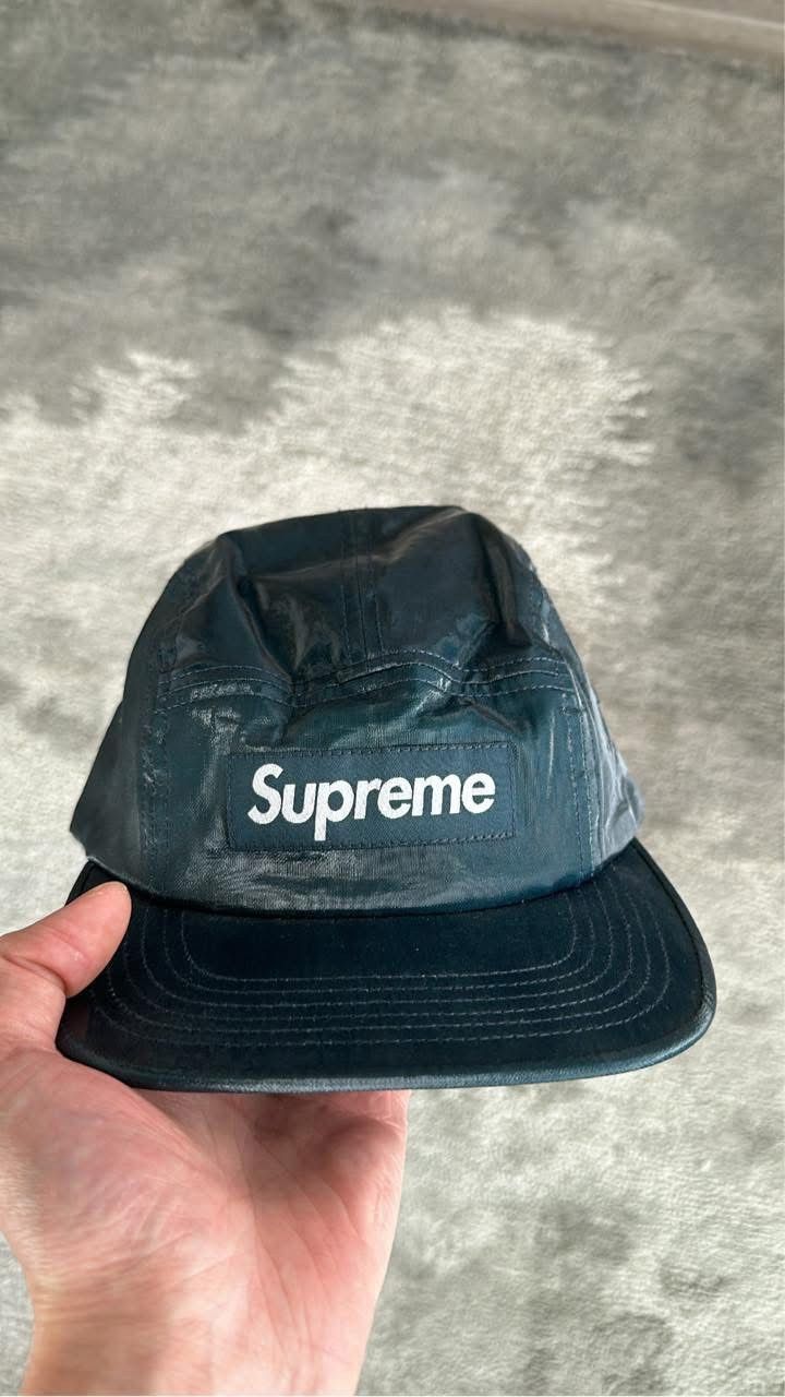 Supreme SS18 Navy Linen Camp Cap