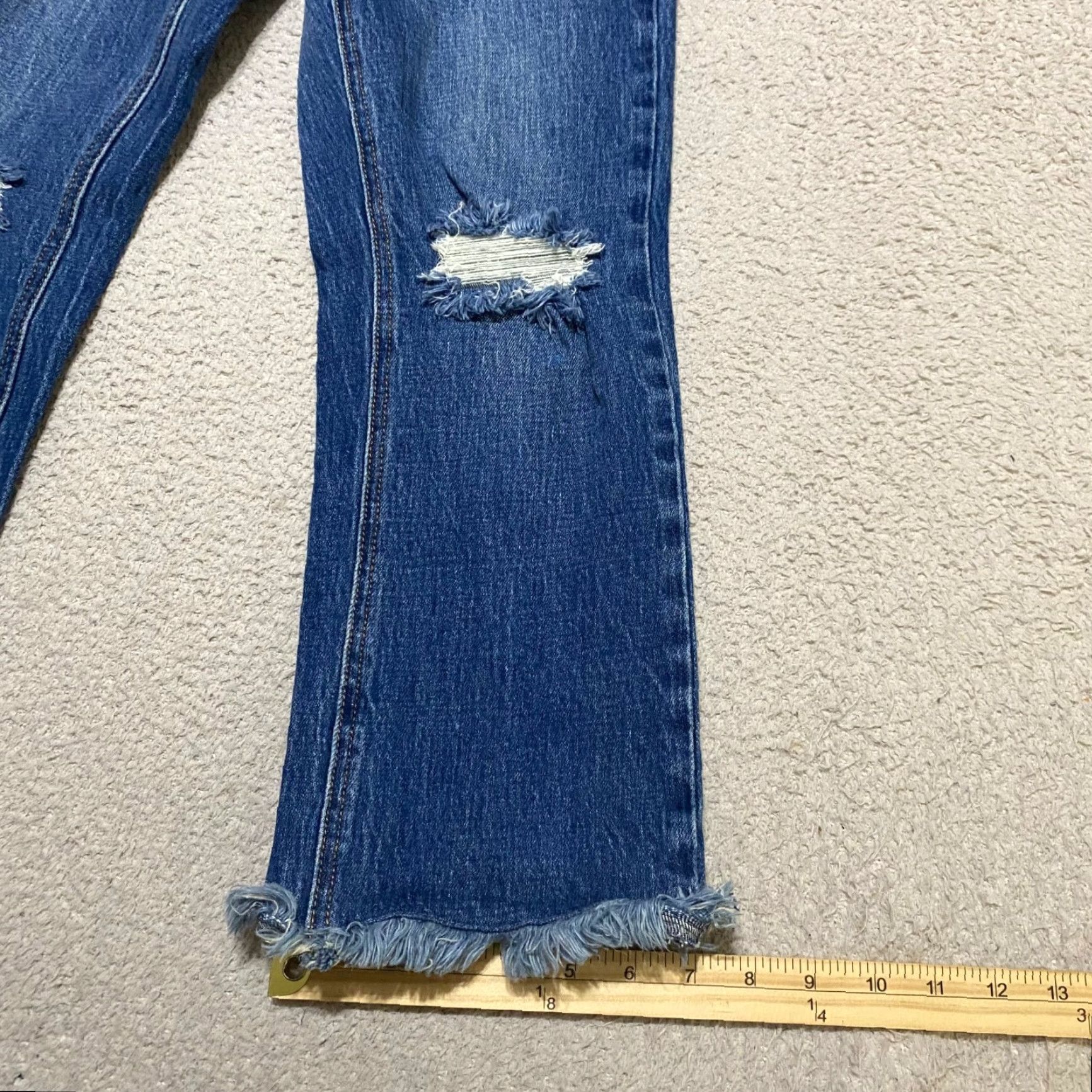 Denime OAT New York Jeans Womens Crop Blue Denim Medium Wash Distressed Raw Hem 25 in. Size 42" / US 20 - 5 Thumbnail