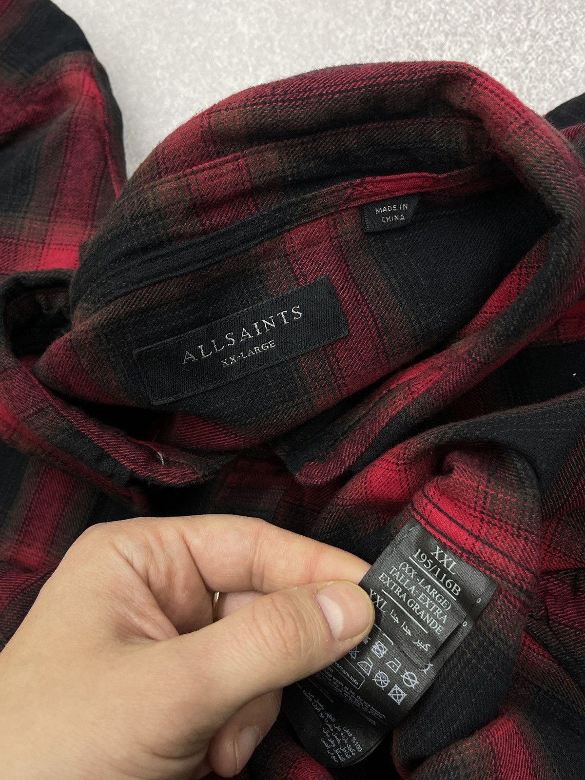 Allsaints Mens AllSaints Windham Shirt Into a Cage Red/Black Y2K Size US XXL / EU 58 / 5 - 6 Thumbnail