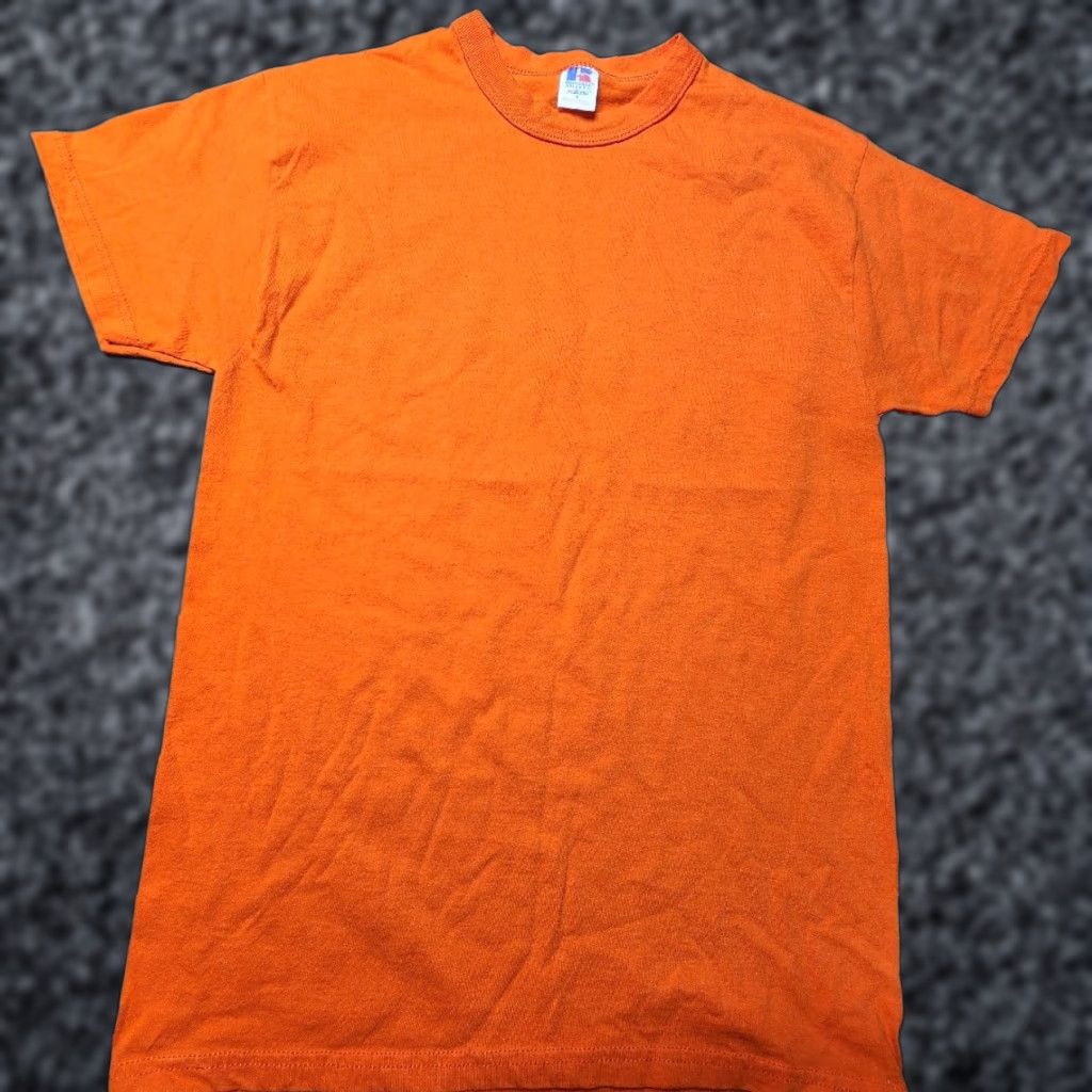 Russell Athletic VINTAGE Russell Athletic T Shirt Mens S Orange Crew Neck Short Sleeve Cotton USA 1990s Basic Tee Size US S / EU 44-46 / 1 - 1 Thumbnail