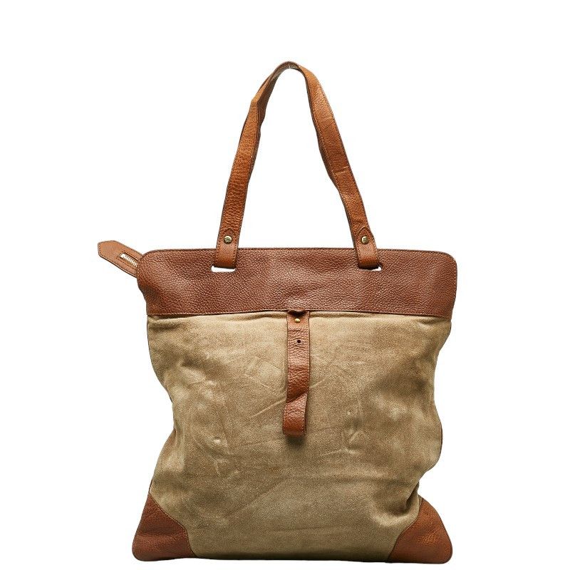 image of Burberry Leather Suede Tote Bag in Brown, Women's
