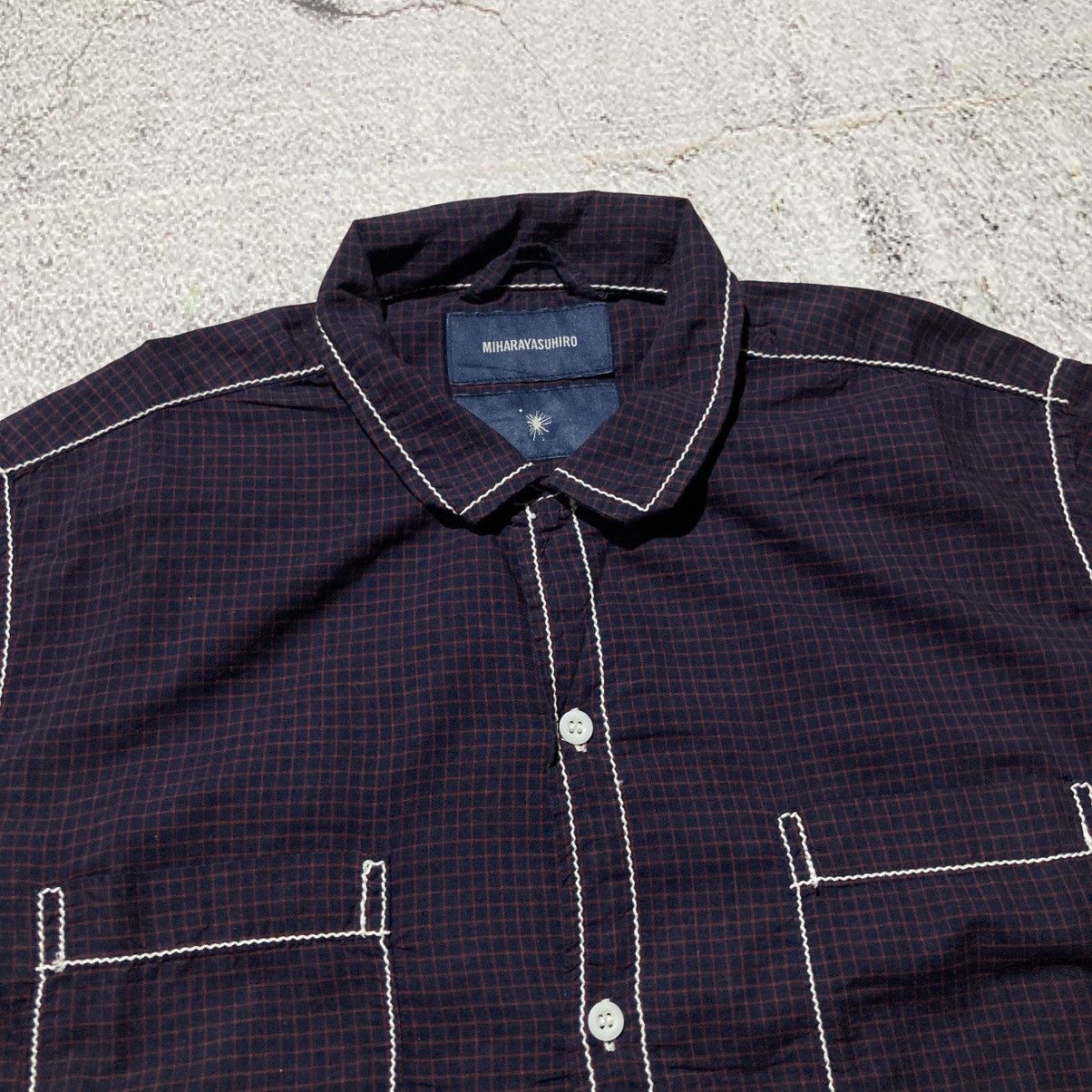Maison MIHARA YASUHIRO 🇯🇵 Miharayasuhiro Japan Contrast Stitch Plaid Shirt Purple Size US M / EU 48-50 / 2 - 9 Thumbnail