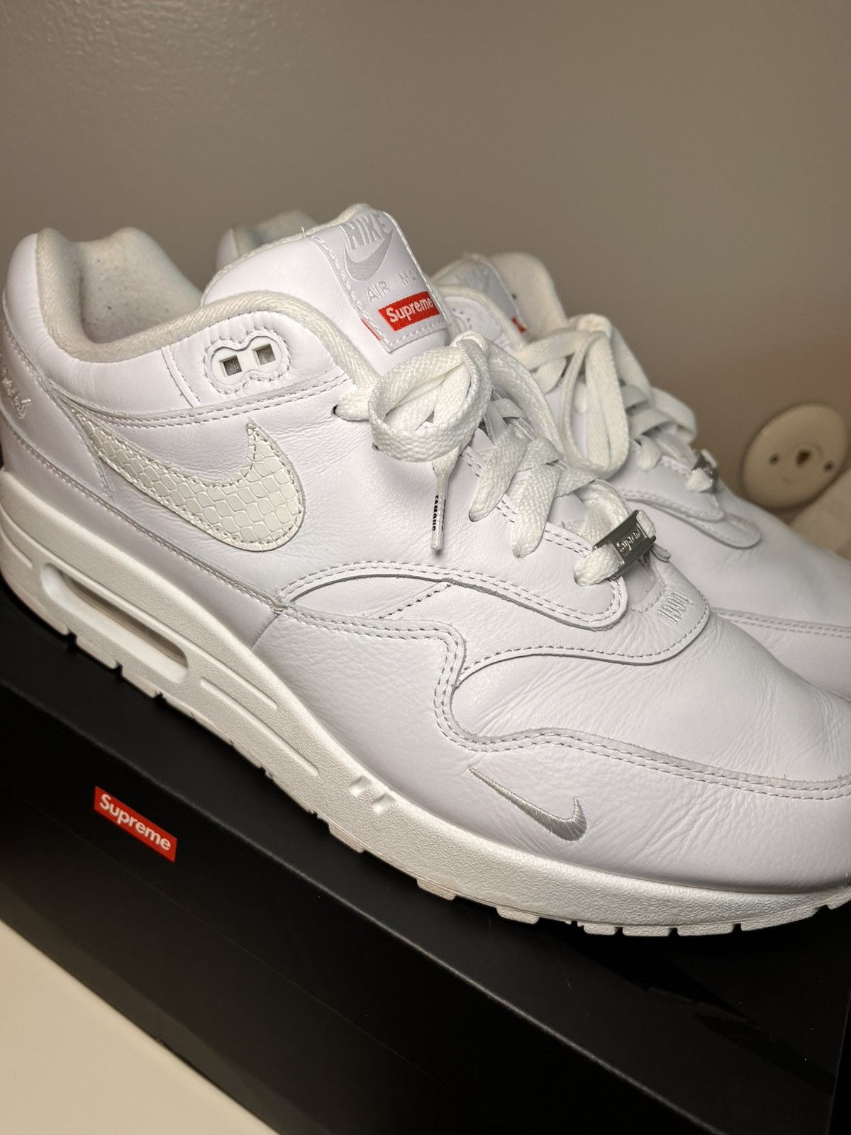 Nike × Supreme Nike Air Max 1 '87 SP Supreme Triple White | Grailed