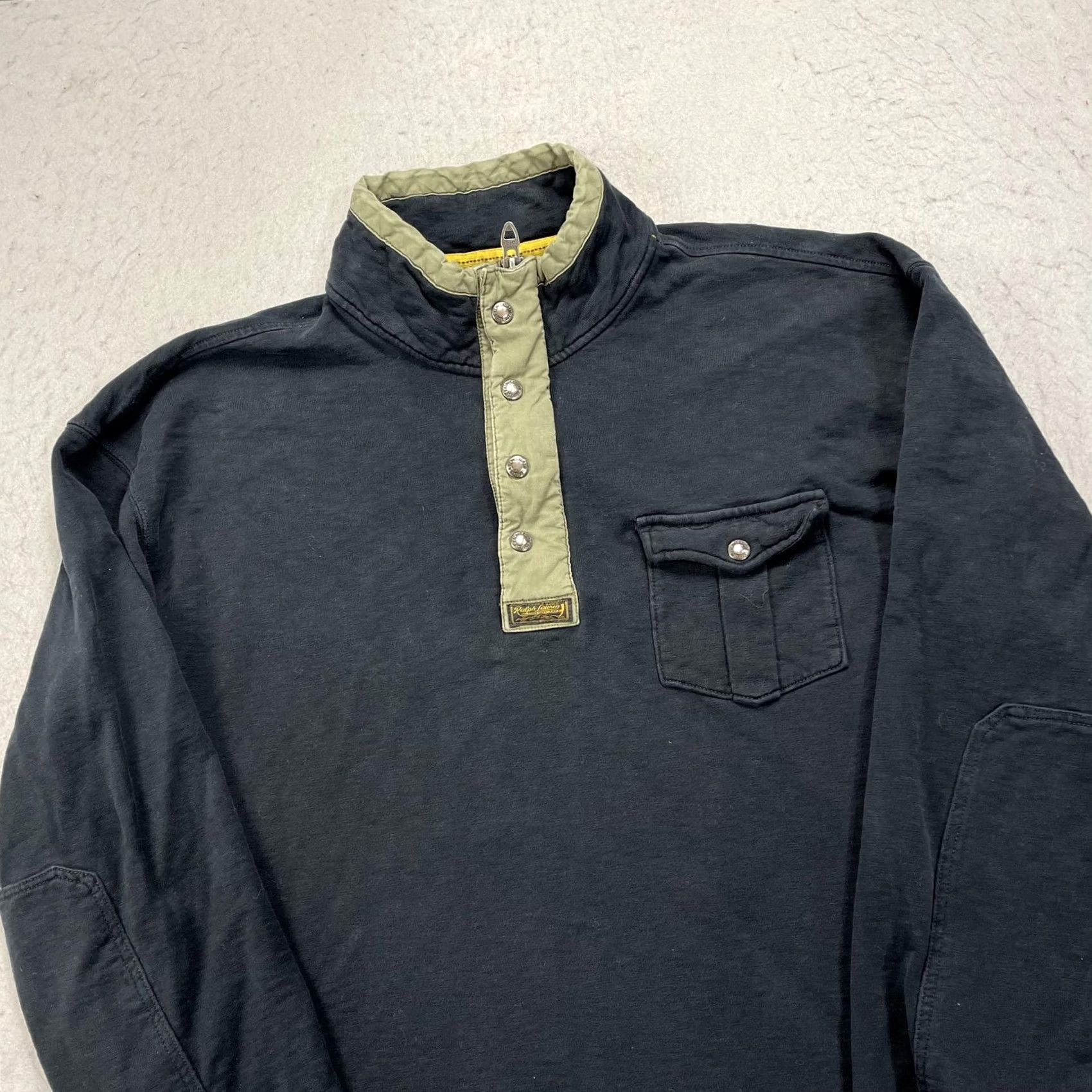 Polo Ralph Lauren VINTAGE Polo Ralph Lauren Sweatshirt Mens 2XLT Black Fleece Henley Mock Neck Pullover Size US XXL / EU 58 / 5 - 3 Thumbnail