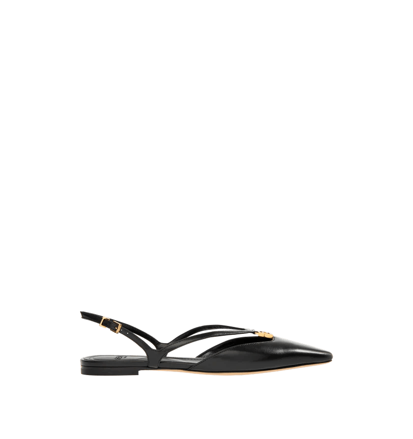 o1h1sh11225 Fold Slingback Flats in Black