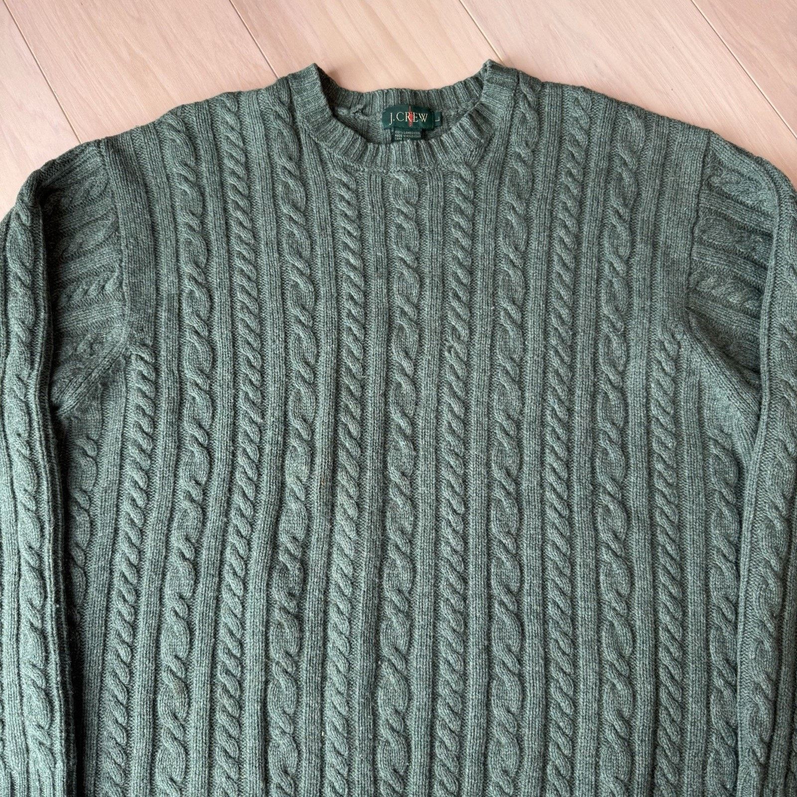 J.Crew Vintage J Crew Cable Knit Wool Sweater Large Green Oarsman Size US L / EU 52-54 / 3 - 3 Thumbnail