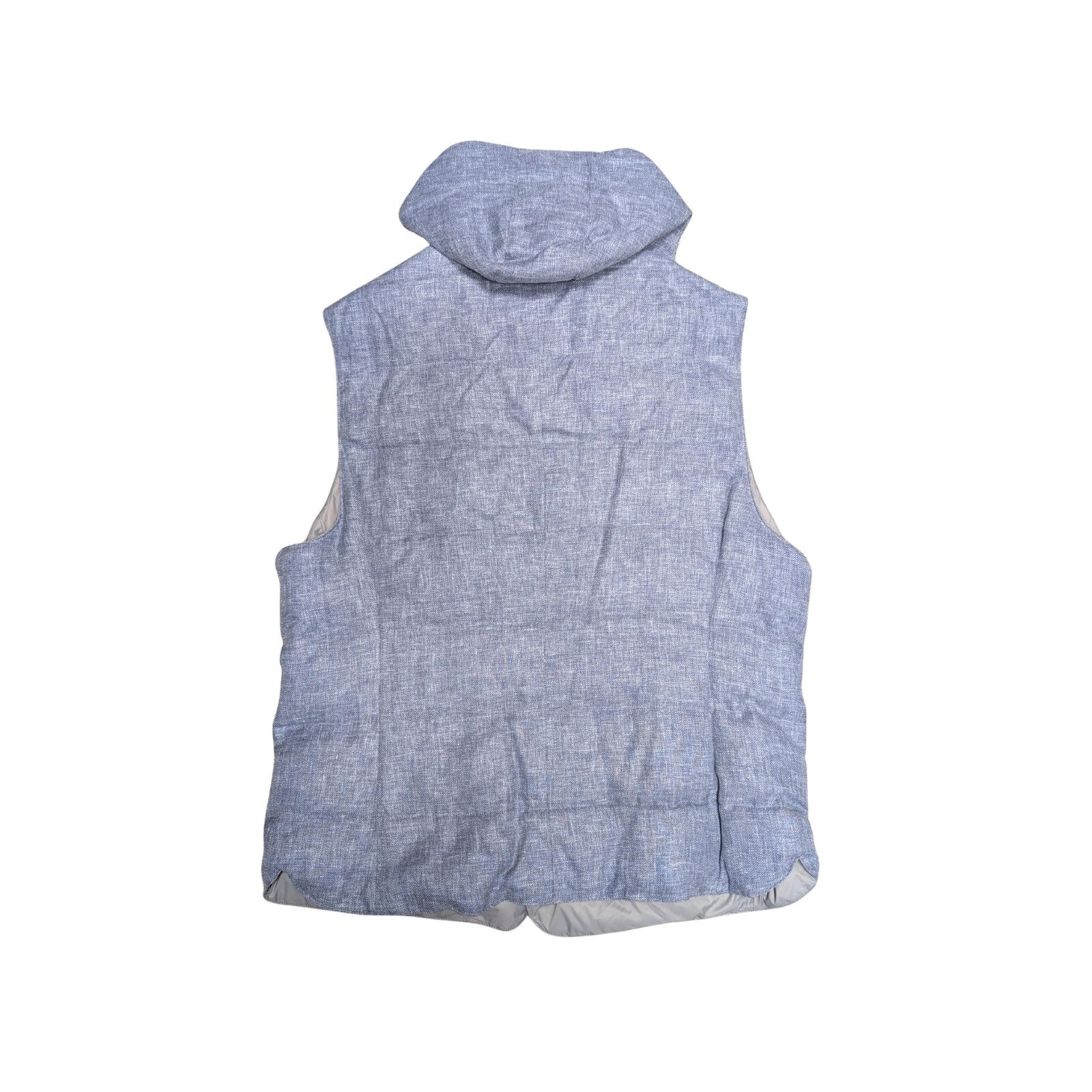 Brunello Cucinelli NWT Brunello Cucinelli Blue Linen Wool Silk Hooded Vest XXL Size US XXL / EU 58 / 5 - 2 Thumbnail